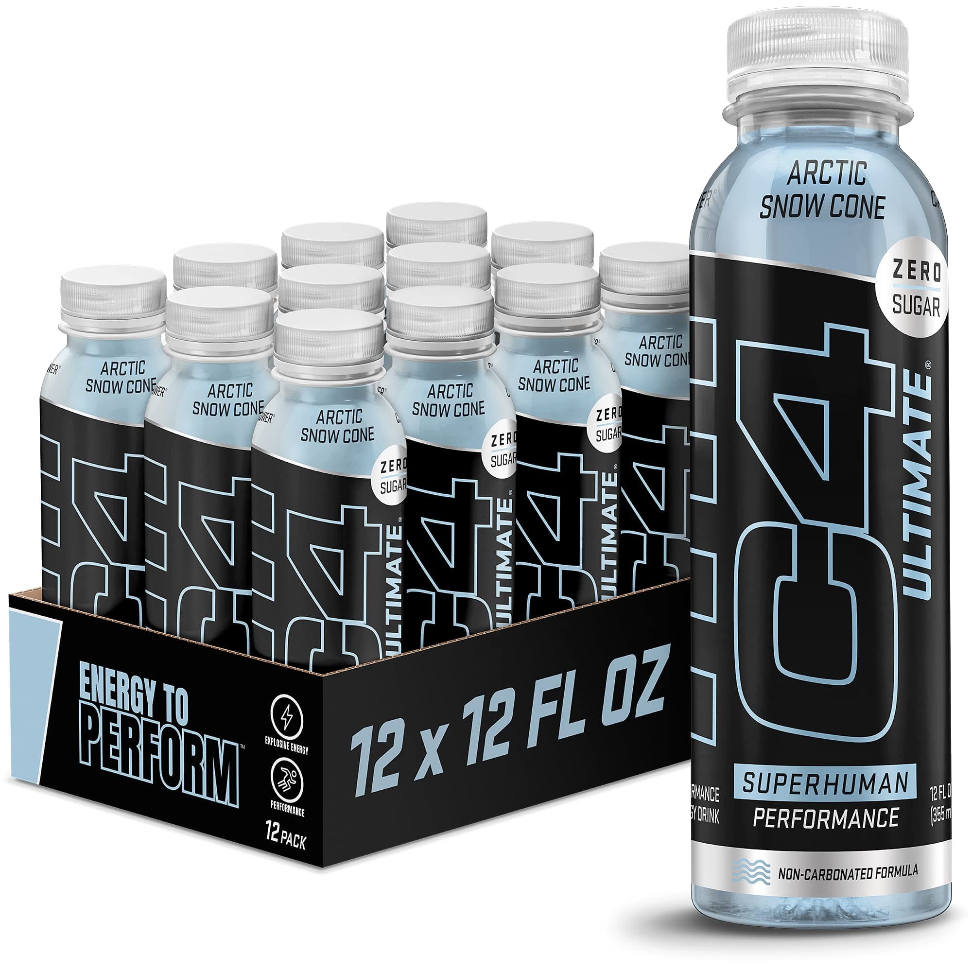 Cellucor C4 Ultimate Non-Carbonated Zero Sugar Energy Drink, Pre Workout Drink + Beta Alanine, 12 Fl Oz (Pack of 12)