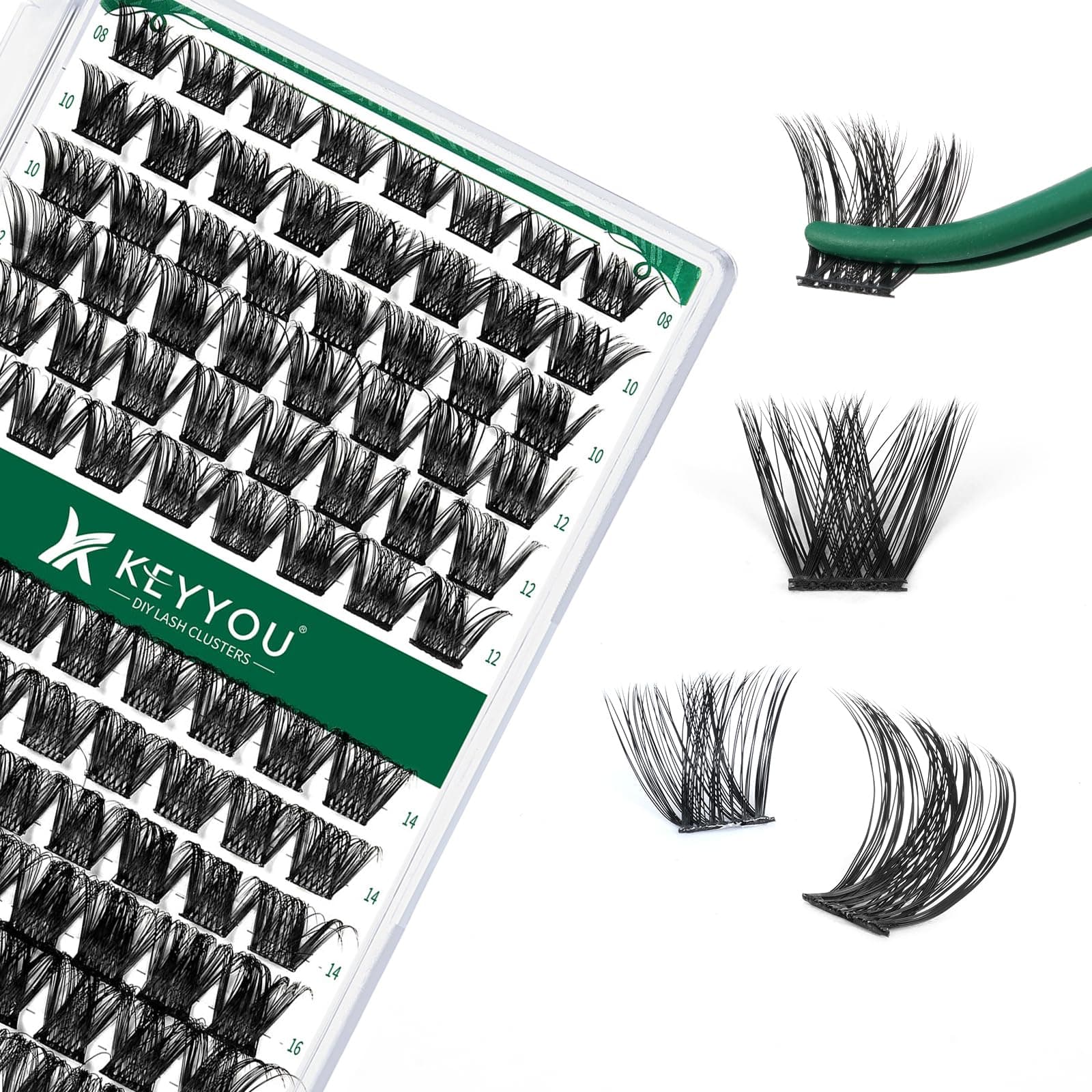 Lash Clusters,96 Pcs Cluster Lashes D Curl 10-18MIX DIY Lash Extensions Eyelash Clusters,KEYYOU Volume Wispy Individual Lashes Soft&Comfortable Easy DIY at Home(Y01,D-10-18MIX)