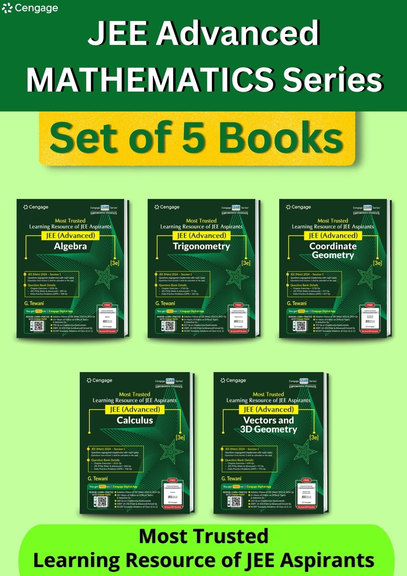 OLD EDITION Mathematics Combo for JEE Advanced: Algebra + Calculus + Coordinate Geometry + Trigonometry + Vectors and 3D Geometry Set of 5 Books with Free Online Assessments & Digital Content 2024