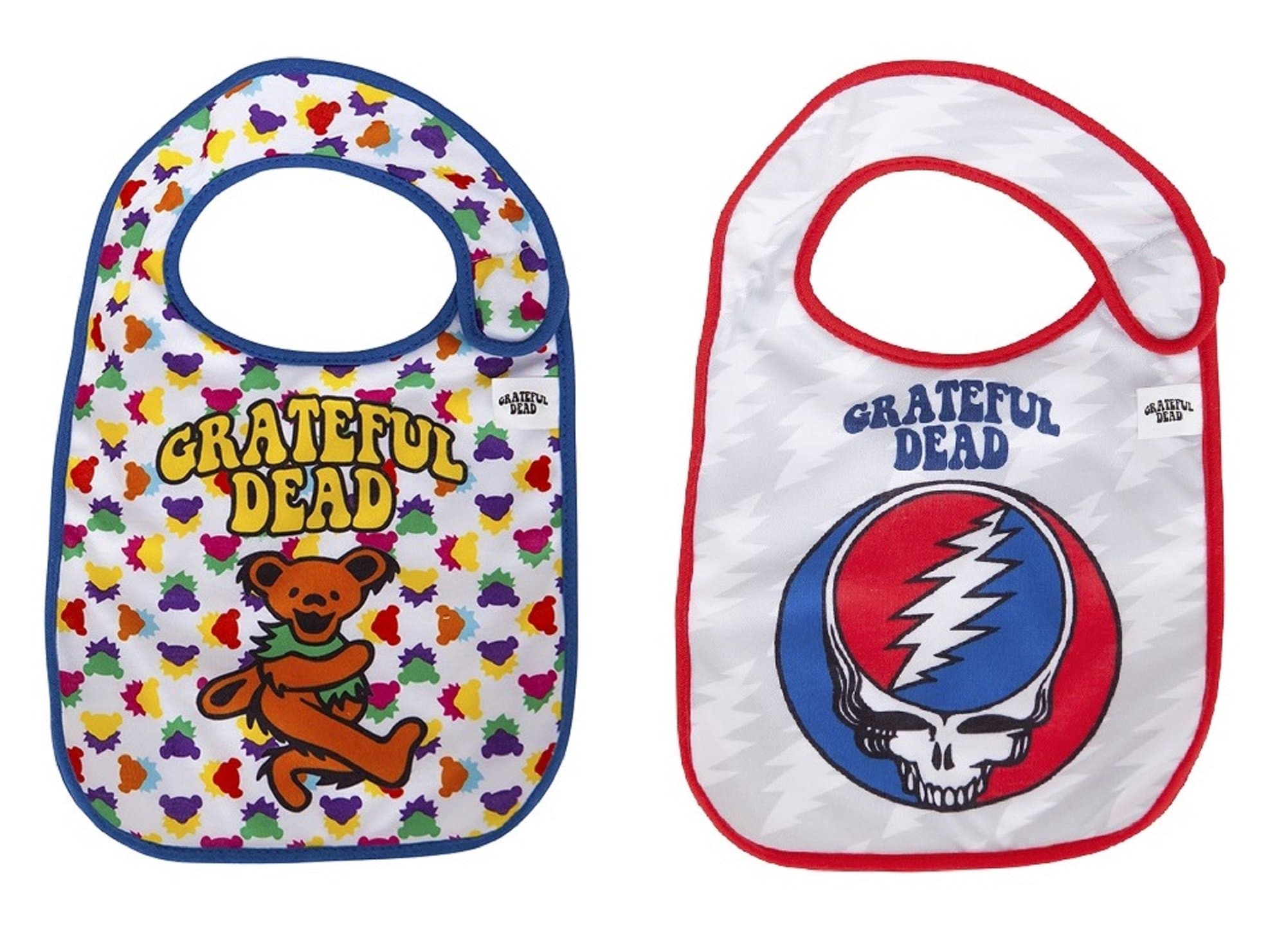 - Grateful Dead Baby Bibs 2-Pack Extra Soft, Officially Licensed, Easy Side Closure, Large Size Fits Infant Toddler and Baby
