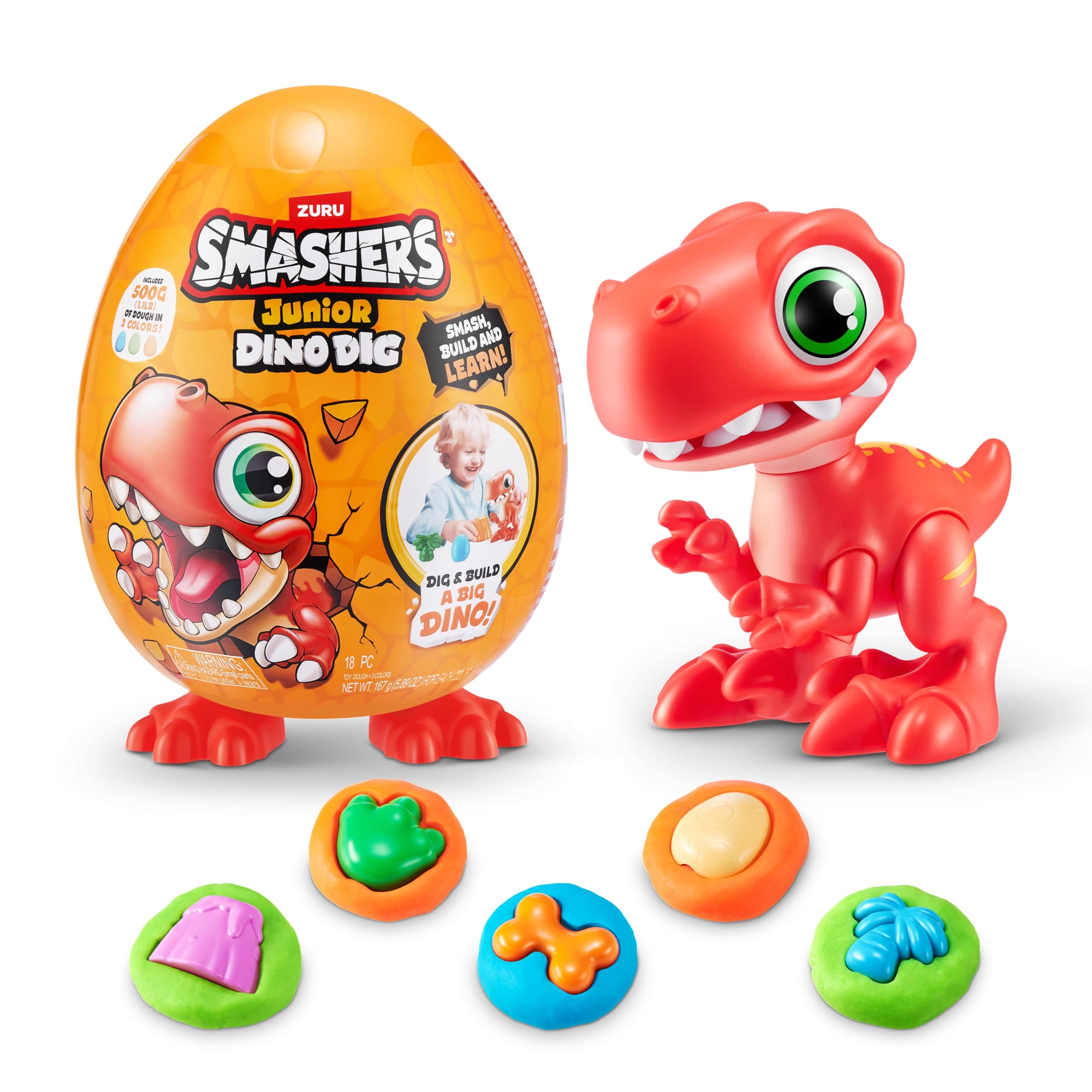 Smashers Junior Dino Dig Small Egg (Raptor) by ZURU 12+ Surprises Compounds Mold Dinosaur Preschool Toys Build Construct Sensory Play - 3 Years+