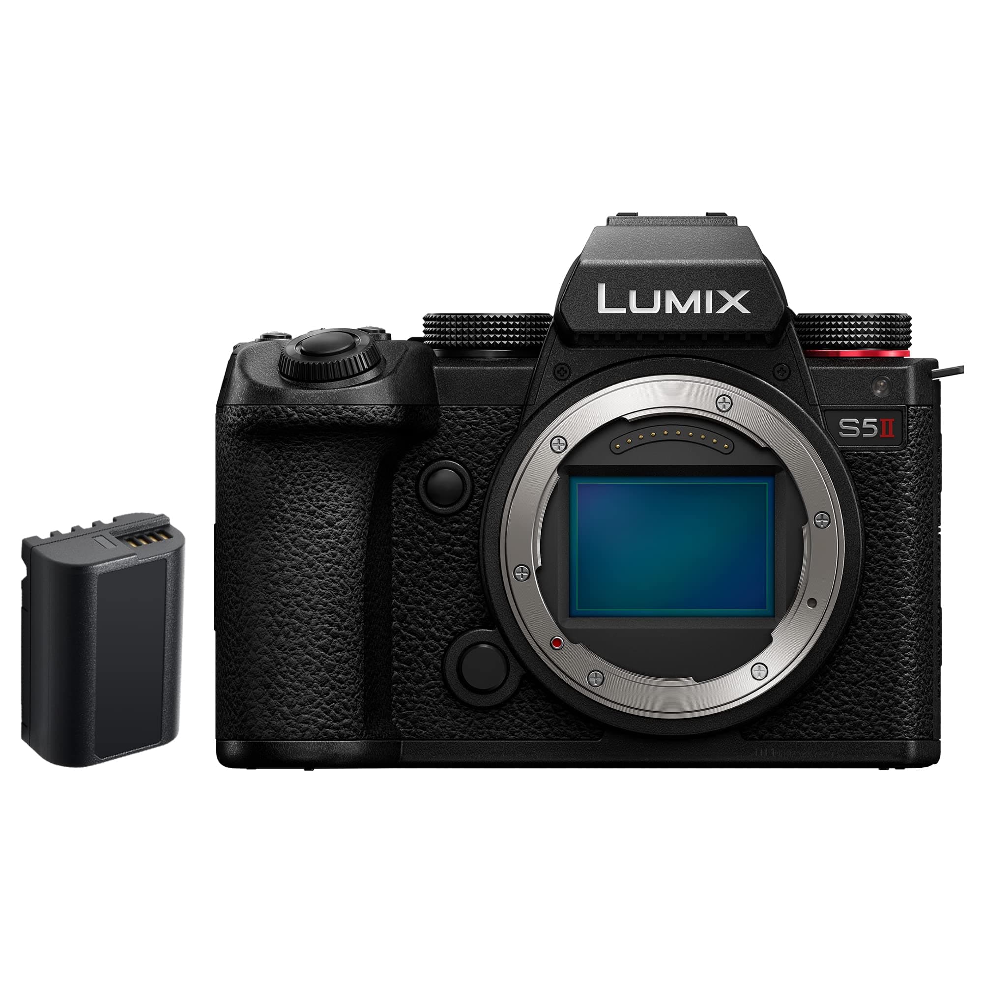 LUMIX DC-S5 II Full Frame Mirrorless Camera Body, 4K 60P and 6k 30P, Flip Screen, Wi-Fi, Phase Hybrid AF With 779 points, Active IS, Body Only with DMW-BLK22 Spare Battery, Black
