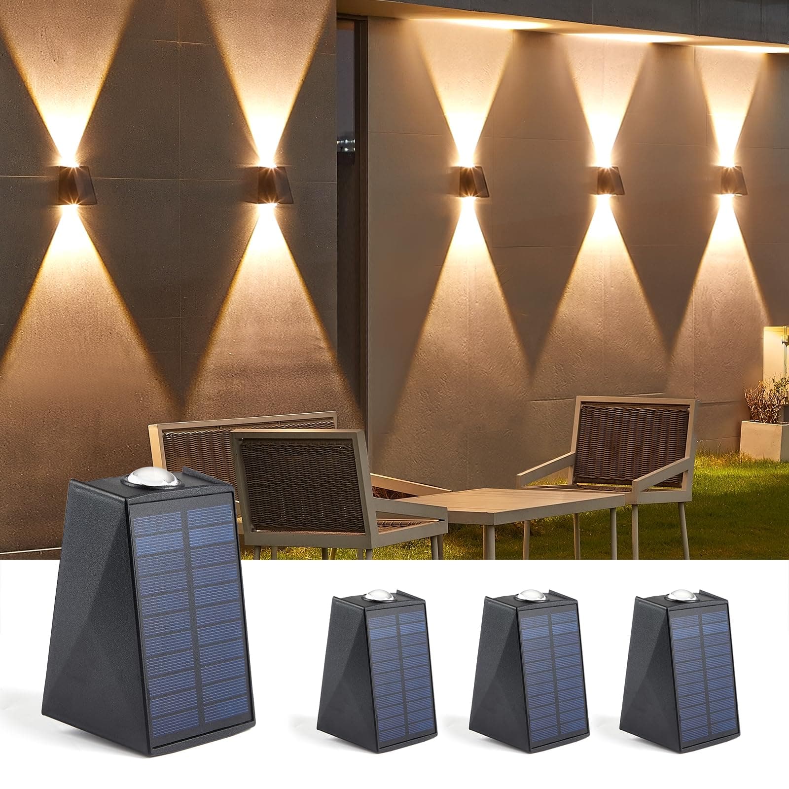 Solar Wall Lights (Warm White, 4 Pack (1200 mAh))