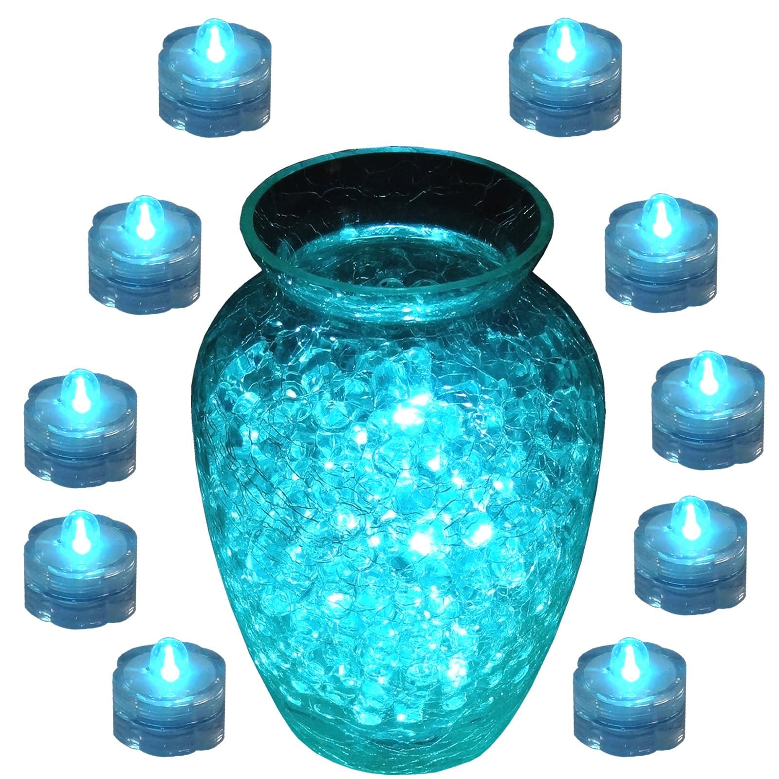 USUT Submersible LED Decor Tea Light Wedding or Events (Pack of 10) - Teal