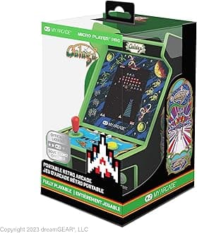 My Arcade Galaga マイクロプレイヤープロ 2ゲームイン1 ミニアーケードマシン 完全遊動 6.75インチ コレクタブルカラー ディスプレイ