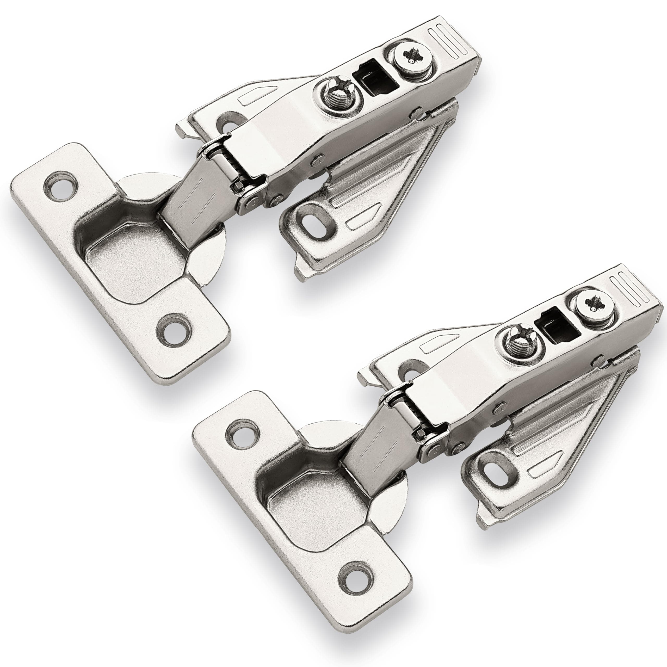 (2 PCS) Full Overlay Soft Close Cabinet Hinges for Kitchen Cabinets - 105° Face Frame Concealed Cabinet Door Hinge -3 Way Adjustability -Clip on Plate & Matching Screw 4 Easy Installation