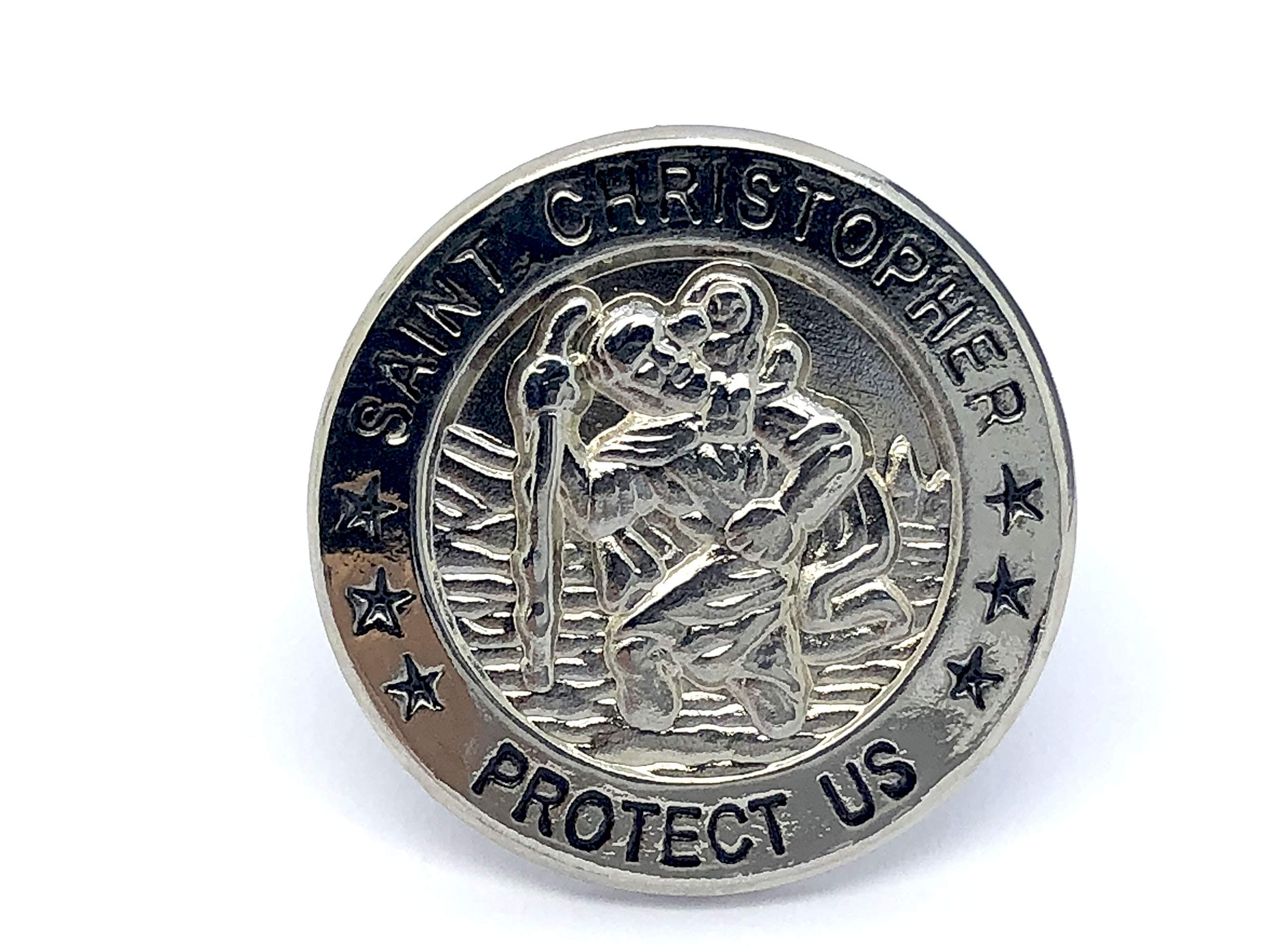 Patch NationSaint Christopher Protect Us Metal Pin Biker Badge