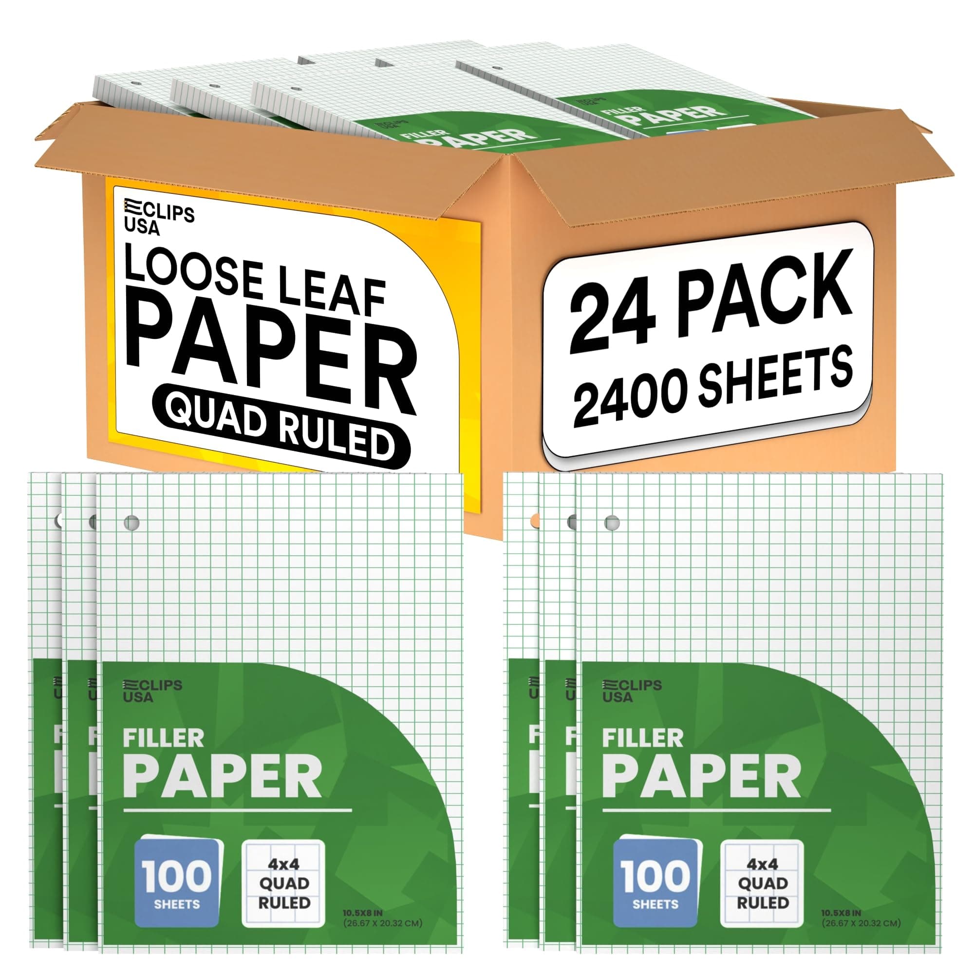 Sponsored Ad - Loose Leaf Graph Paper (24 Pack), 4 x 4 An Inch Quad Ruled Graph Paper, 10.5” x 8” Graphing Paper, 100 Per Sheets Per Pack, 60 gsm (24 Pack)