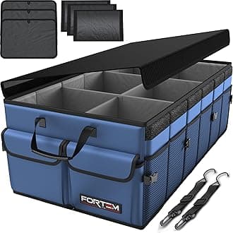 FORTEM Trunk Organizer For SUV Car Trunk Organizer, Foldable Storage, Car Accessories for Women Men, Collapsible Bag, Perfect Christmas Gifts, 600D Oxford, Non Slip Bottom, Straps, Soft Cover (85L)