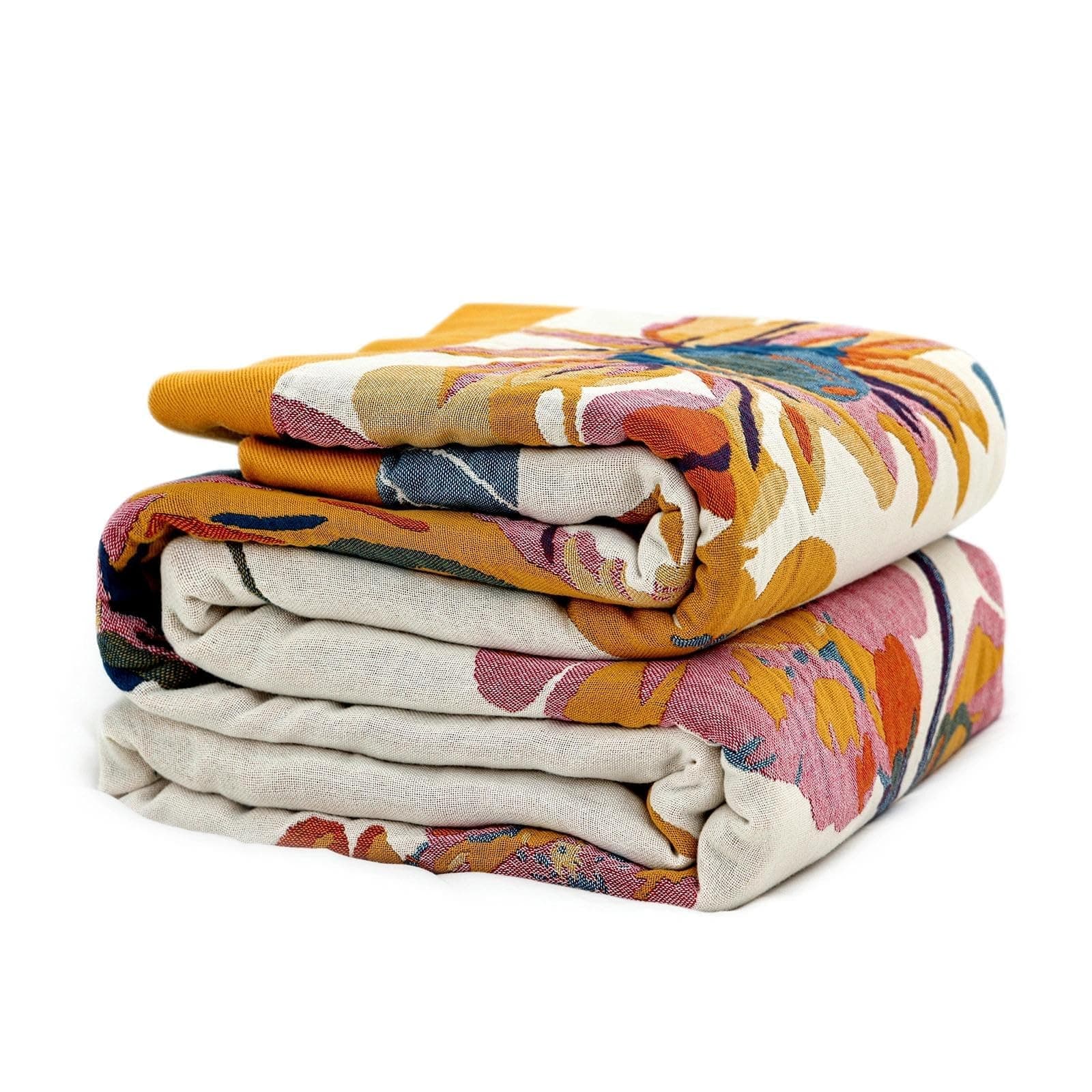 Boho Throw Blanket 100% Cotton Soft Bed Throw Twin Lightweight Spring Blanket Floral Bird and Butterfly Room Decor Breathable Bed Blankets,60"x80" All Season Reversible Blankets for Sofa Couch Chair