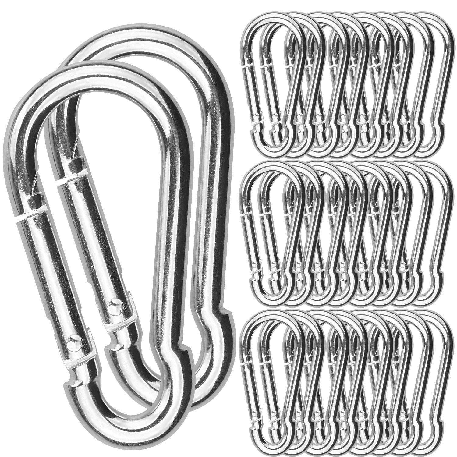 30Pack Spring Snap Hook, 2-3/8Inch Zinc-Galvanized Steel Carabiner Clips, 260lbs Load Capacity Keychain Quick Links, Quick Carabiner Clips for Dog Leash, Backpack, Hammocks, Camping and Swing