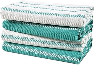 LANE LINEN Kitchen Towels Set - Pack of 4 Cotton Dish Towels for Drying Dishes, 18”x 28”, Absorbent Tea Towels, Quick Drying Kitchen Towel Set - Peacock Blue