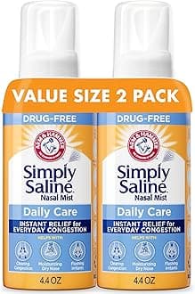 Arm & Hammer Simply Saline Daily Care Nasal Mist 4.4oz, Saline Nasal Spray, Drug-Free, 2-Pack