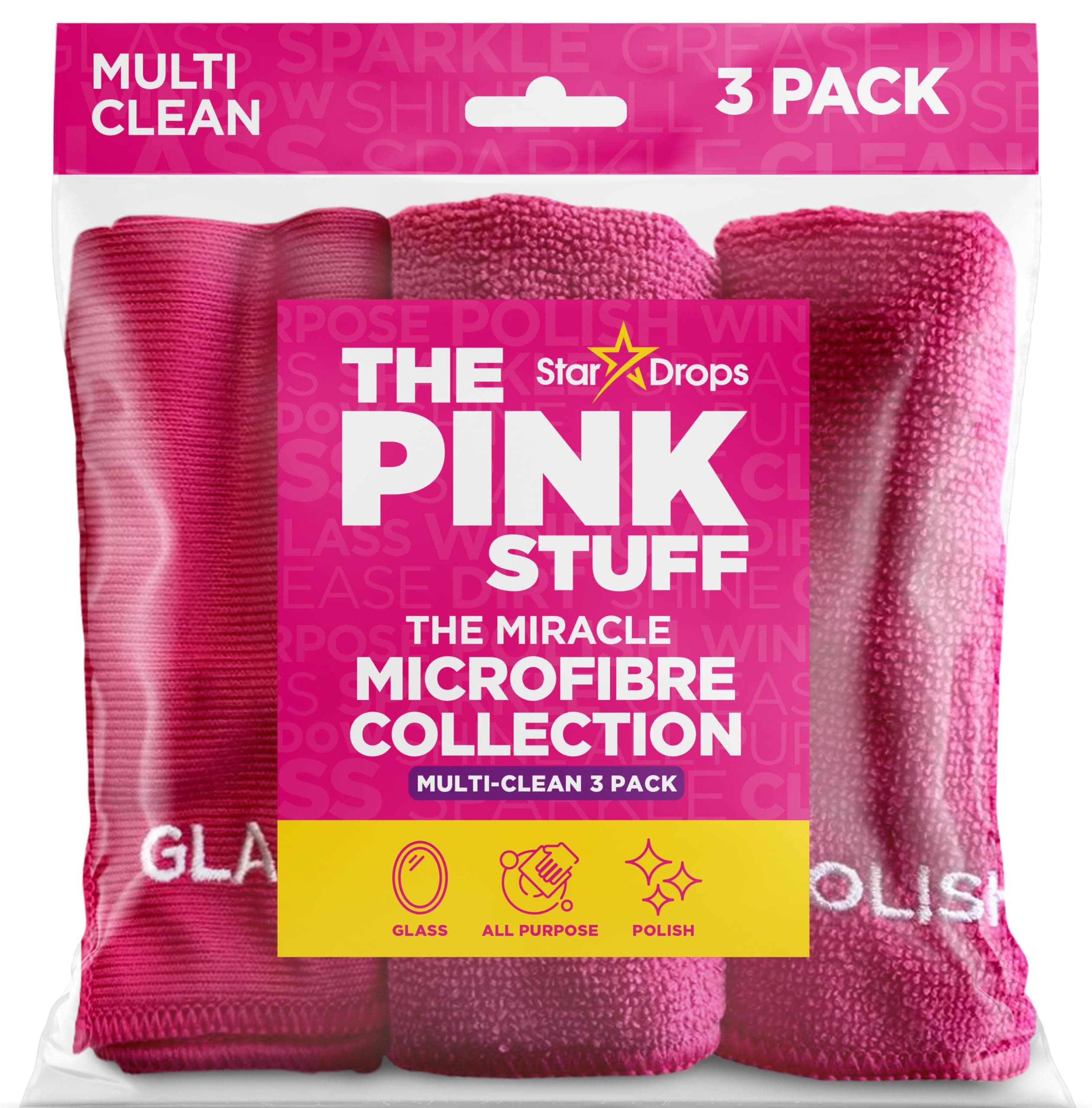 Stardrops – The Pink Stuff – Miracle Microfibre Cloth Collection 3 Pack