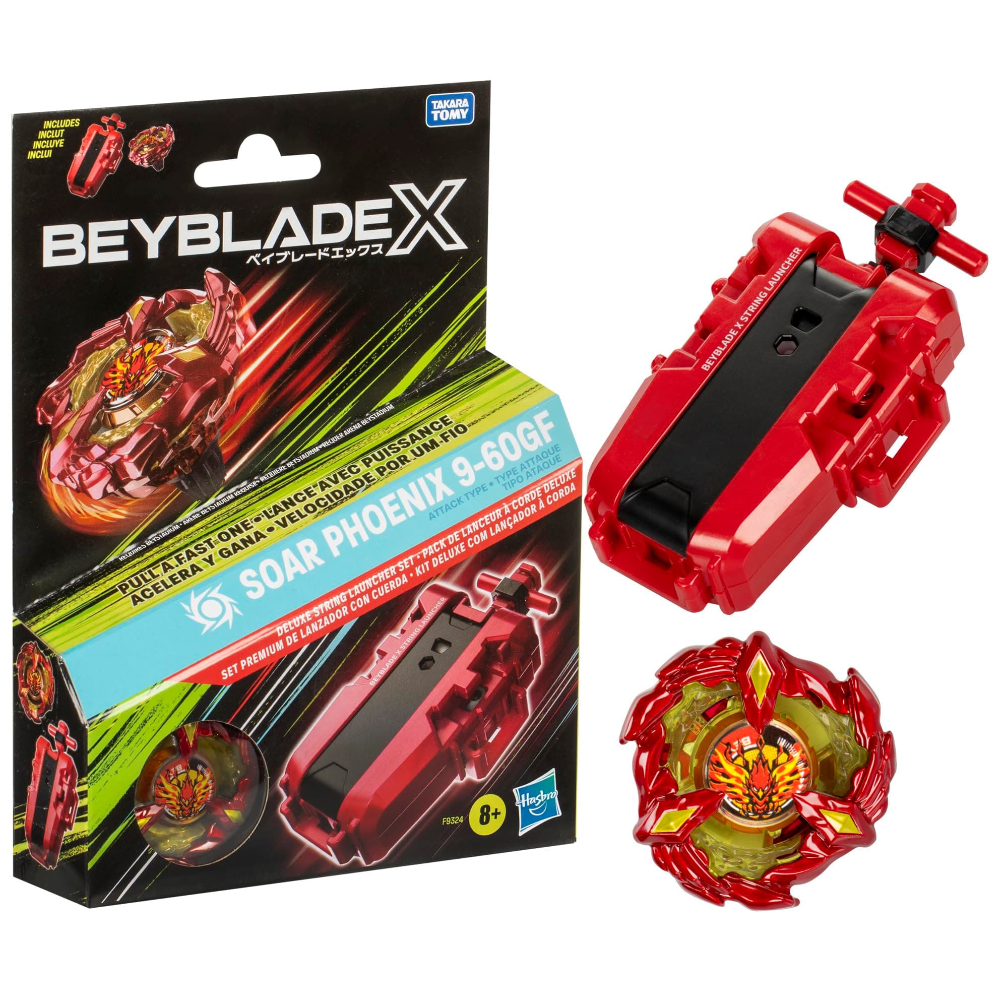 X Soar Phoenix Deluxe Set, Includes String Launcher & Right-Spin Top, Spinning Battle Toy for 8+ Year Old Kids, Boys and Girls, High-Speed Action & Epic Battles