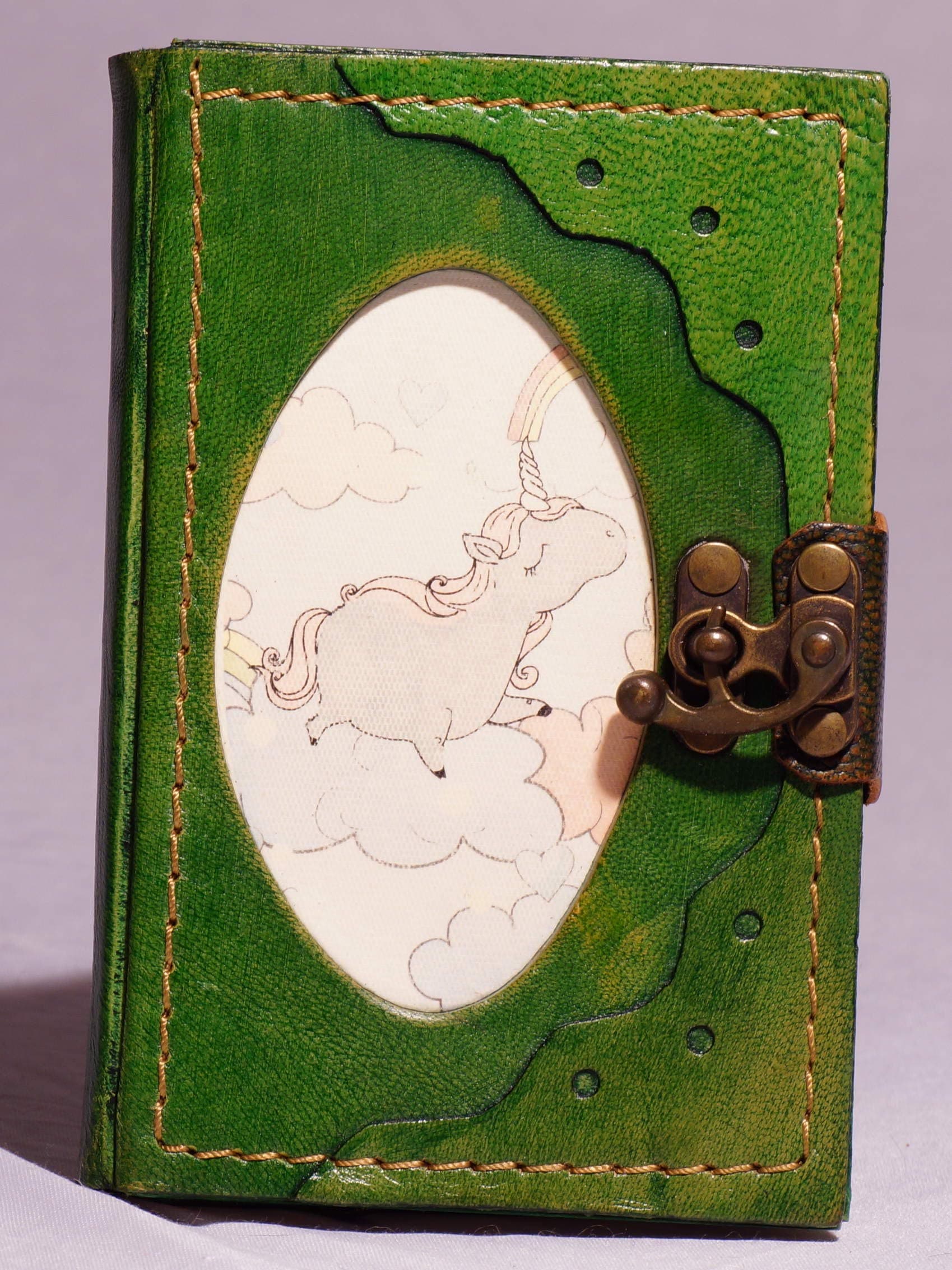 Notebook Leather Unicorn Red Lined Journal with Clasp Leather Book Autograph Book Blank Book Diary