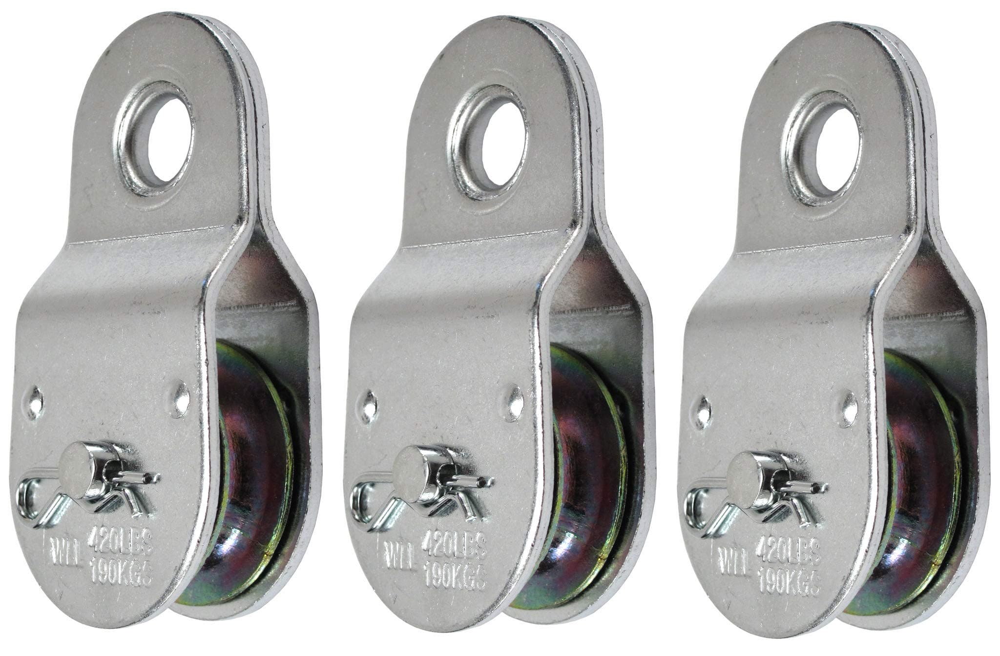 Fixed Single Pulley Block Wheel, Pulley Roller Loading 420 Lbs. – Pack of 3