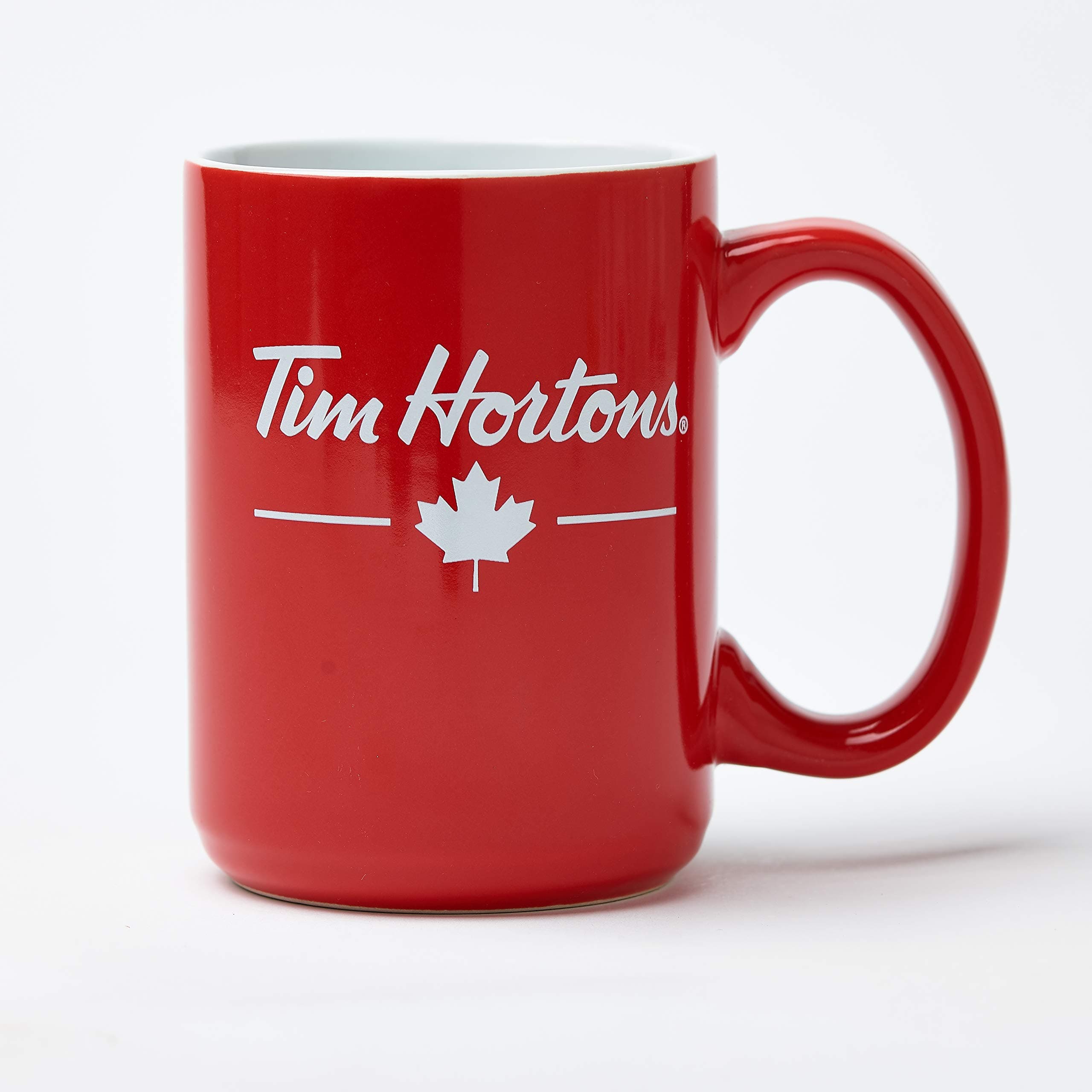 Canadian Leaf Red Ceramic Mug, Dishwasher/Microwave Safe