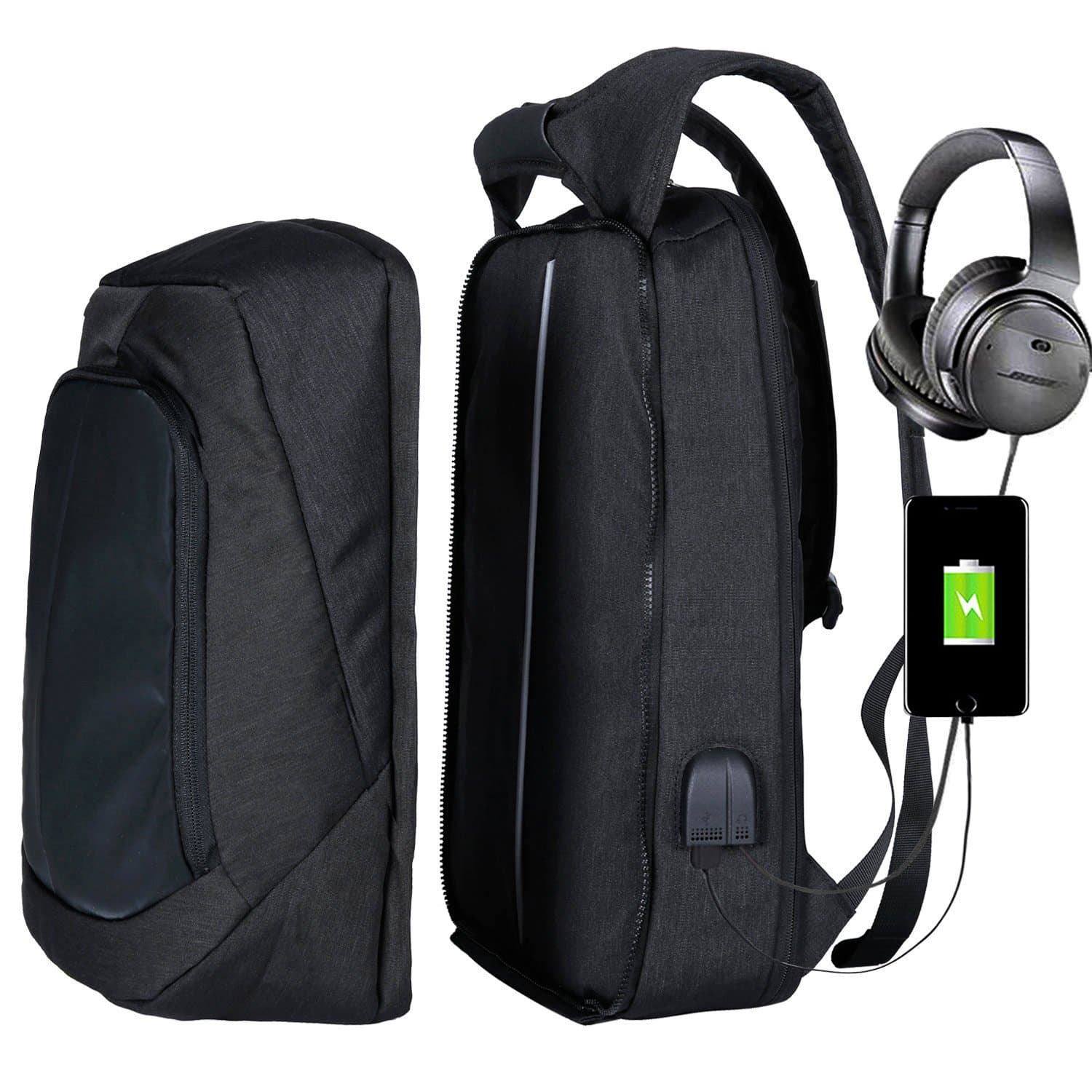 Della Gao Laptop Backpack, Business Backpack Bag with USB Charging Port,Water Resistant School Rucksack for Men Women for 15.6-17 Inch Laptop and Notebook for Travel,College,Office-Black