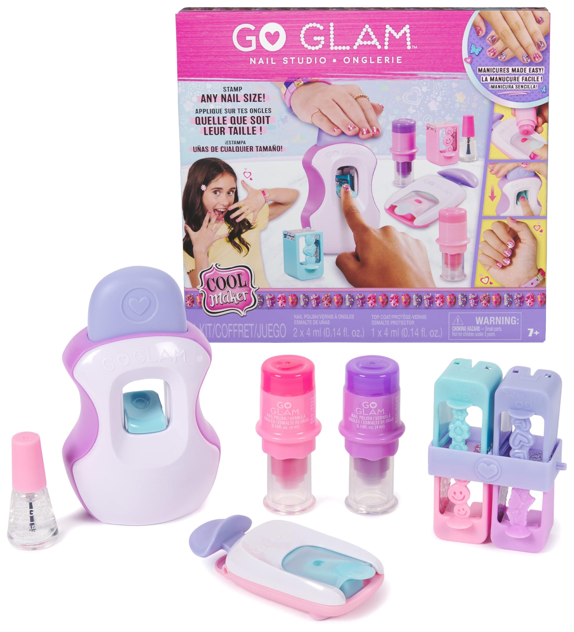 GO GLAM Studio Nail Kit, Style 200 Nails with 4 Designs, 2 Polish Applicators & Nail Mask, Arts and Crafts Kids’ Toys for Girls Aged 7+