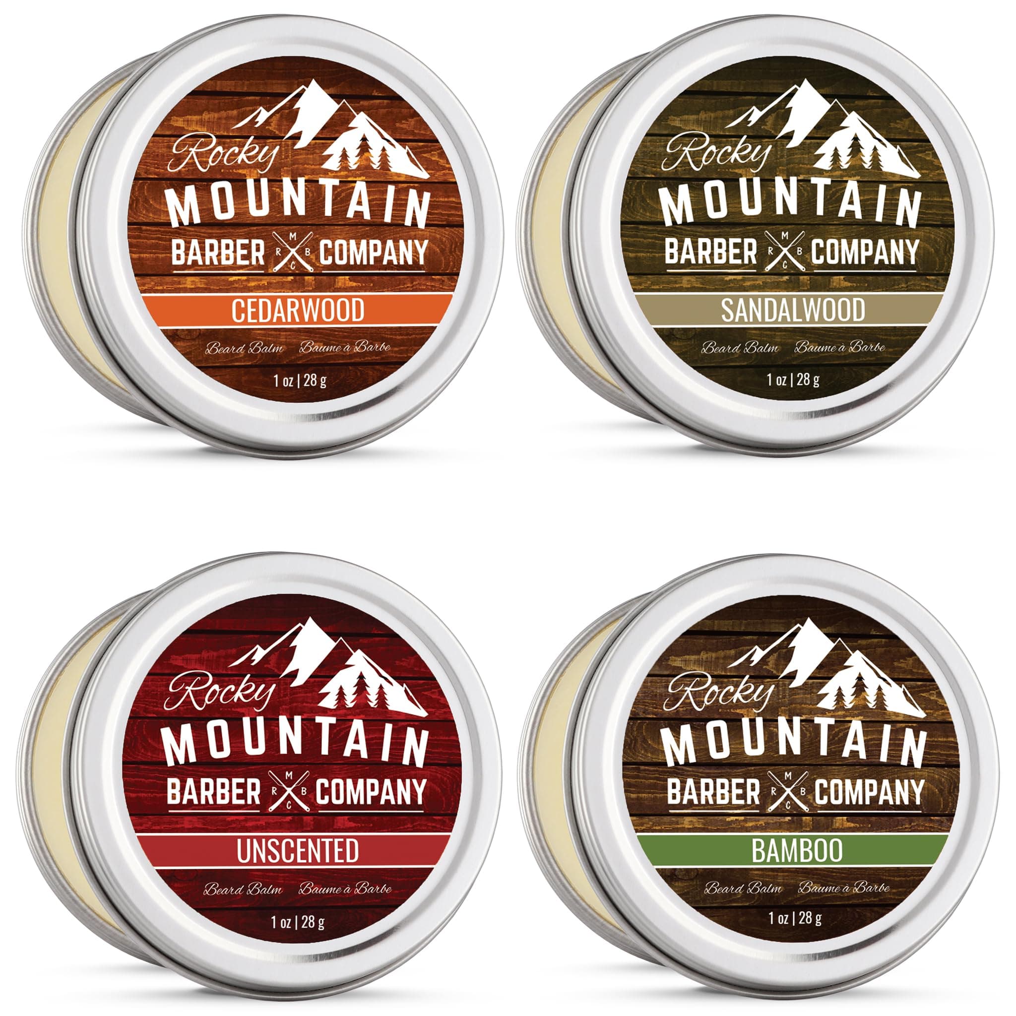 Beard Balm Variety Pack - 4 Beard Balm Samples (1 oz each) Made with Natural Oils, Butters & Rich in Vitamins & Minerals - Argan Oil, Shea Butter, Coconut Oil, Jojoba Oil to Hydrate, Condition