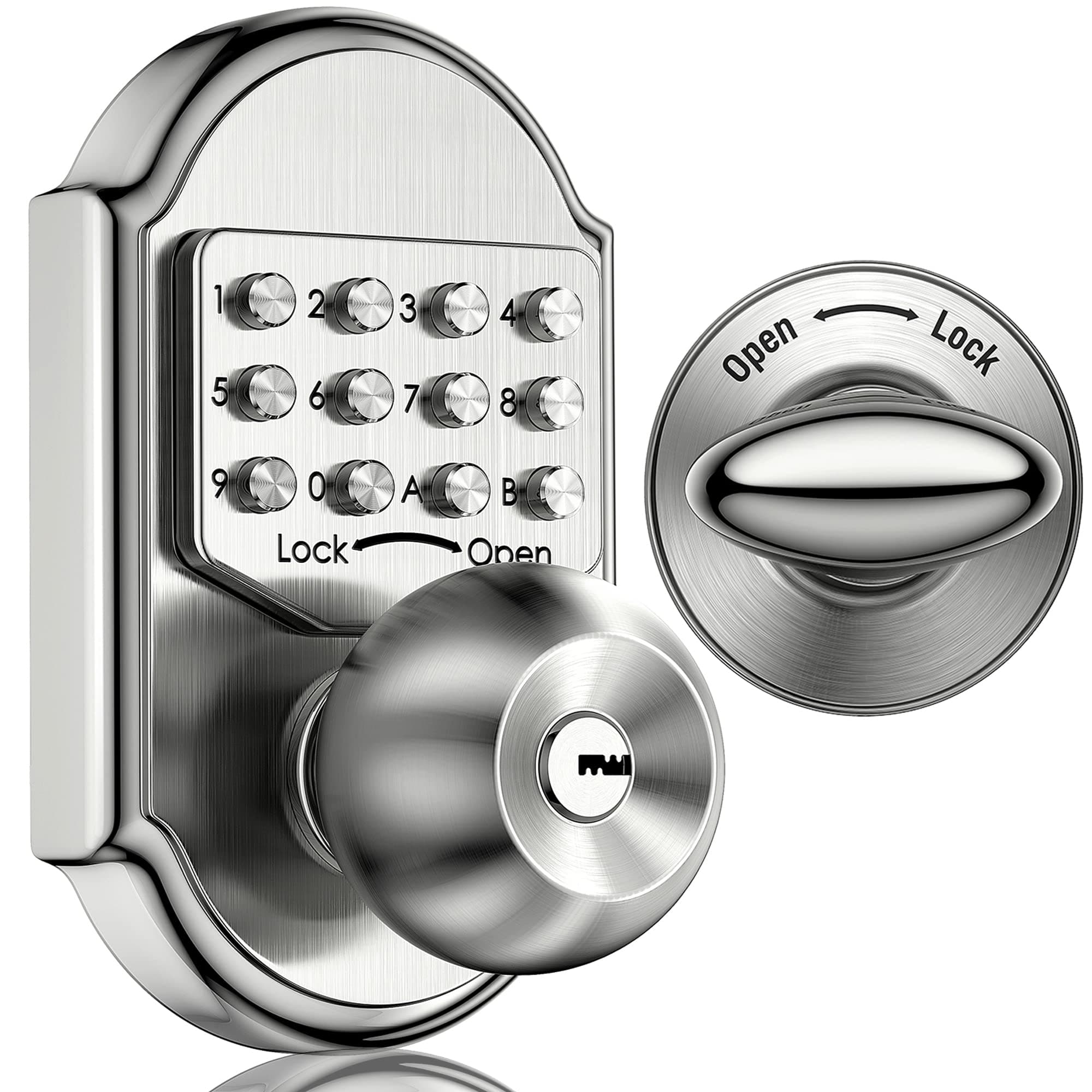 Elemake Keyless Deadbolt Keyless Entry Door Lock Keypad Mechanical Stainless Steel Digital Pass Code Security Door Knob with Keys