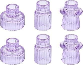 Vixdonos Set of 6 Glass Candlestick Holders