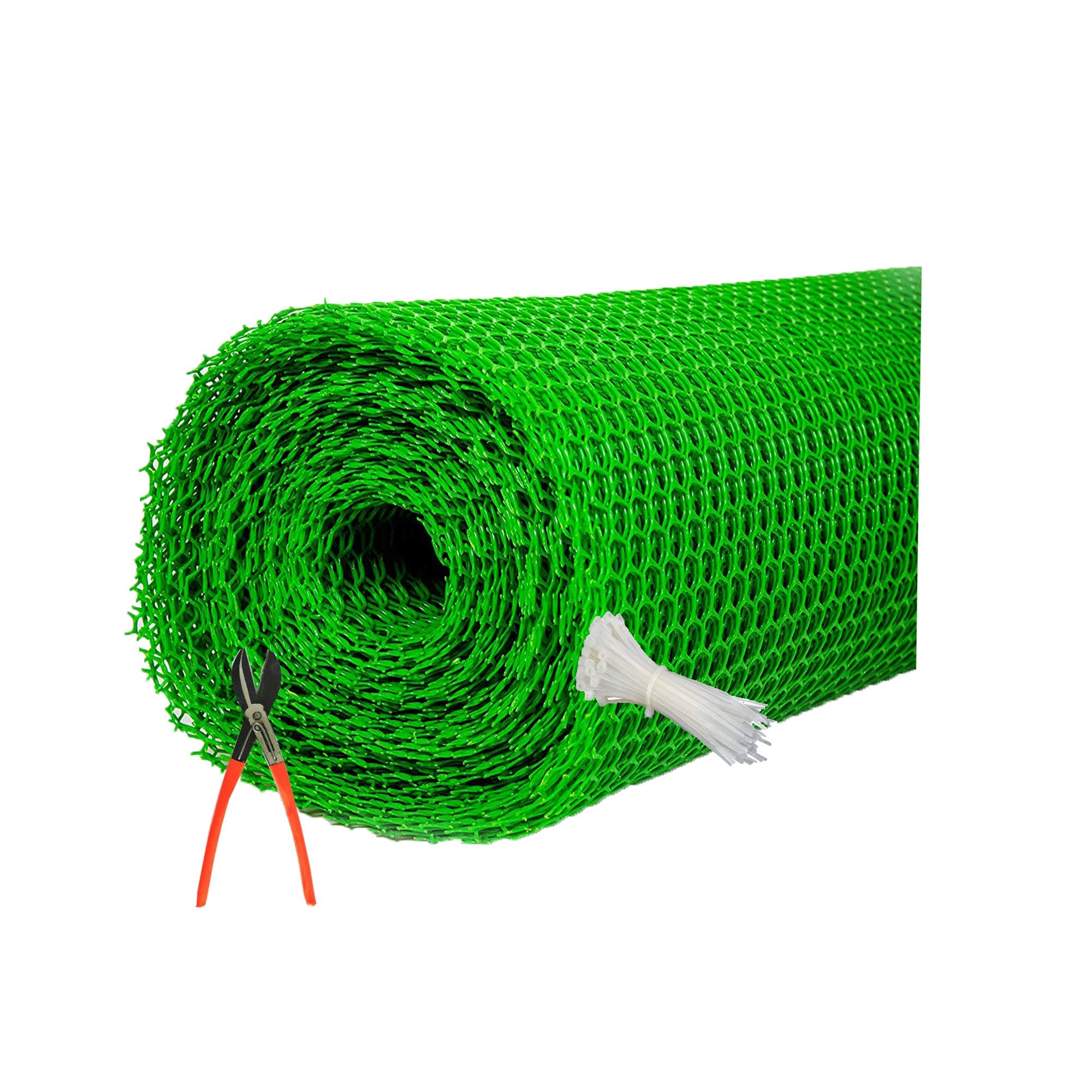 UV Stabilized Garden Fencing Net_Tree Guard Net_Anti Bird Net_PVC Virgin HDPE_4 Feet Height X 60 Feet Length_Green Color_800 GSM with 1 Cutter and 100 PVC Tags SHJAMN9