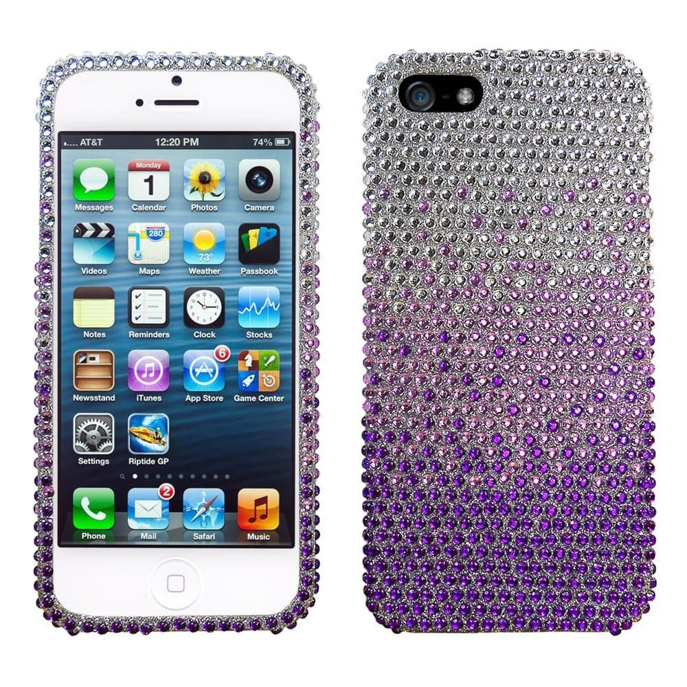 Lumii Ark 3D Bling Crystal Design Case for Apple iPhone 5 - Purple Waterfall