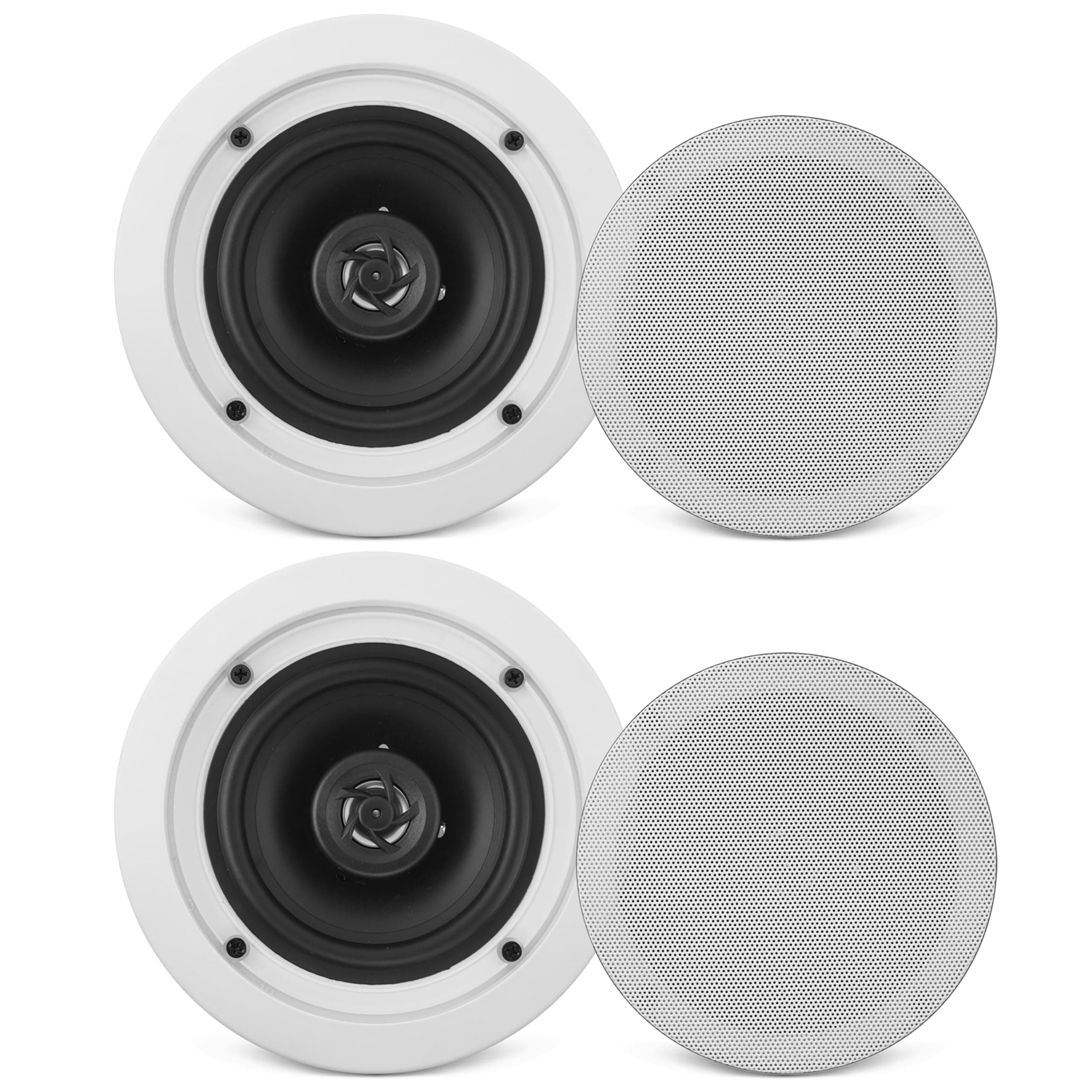 PDIC61RD 6.5" 200W in-Ceiling/Wall Speaker System, 8 Pack – 2-Way Flush Mount Home Audio Speakers, White