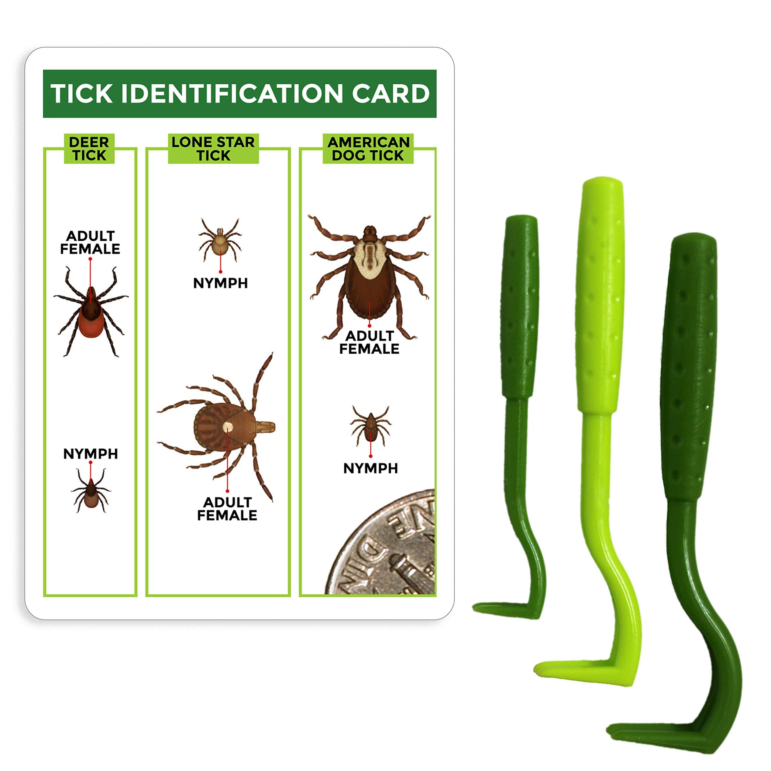 TickCheck Tick Remover Value 3 Pack - Tick Remover Tools + Tick Identification Card - For Humans, Dogs & Cats
