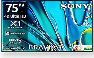BRAVIA 3 Series 189 cm (75 inches) 4K Ultra HD AI Smart LED Google TV K-75S30 (Black)