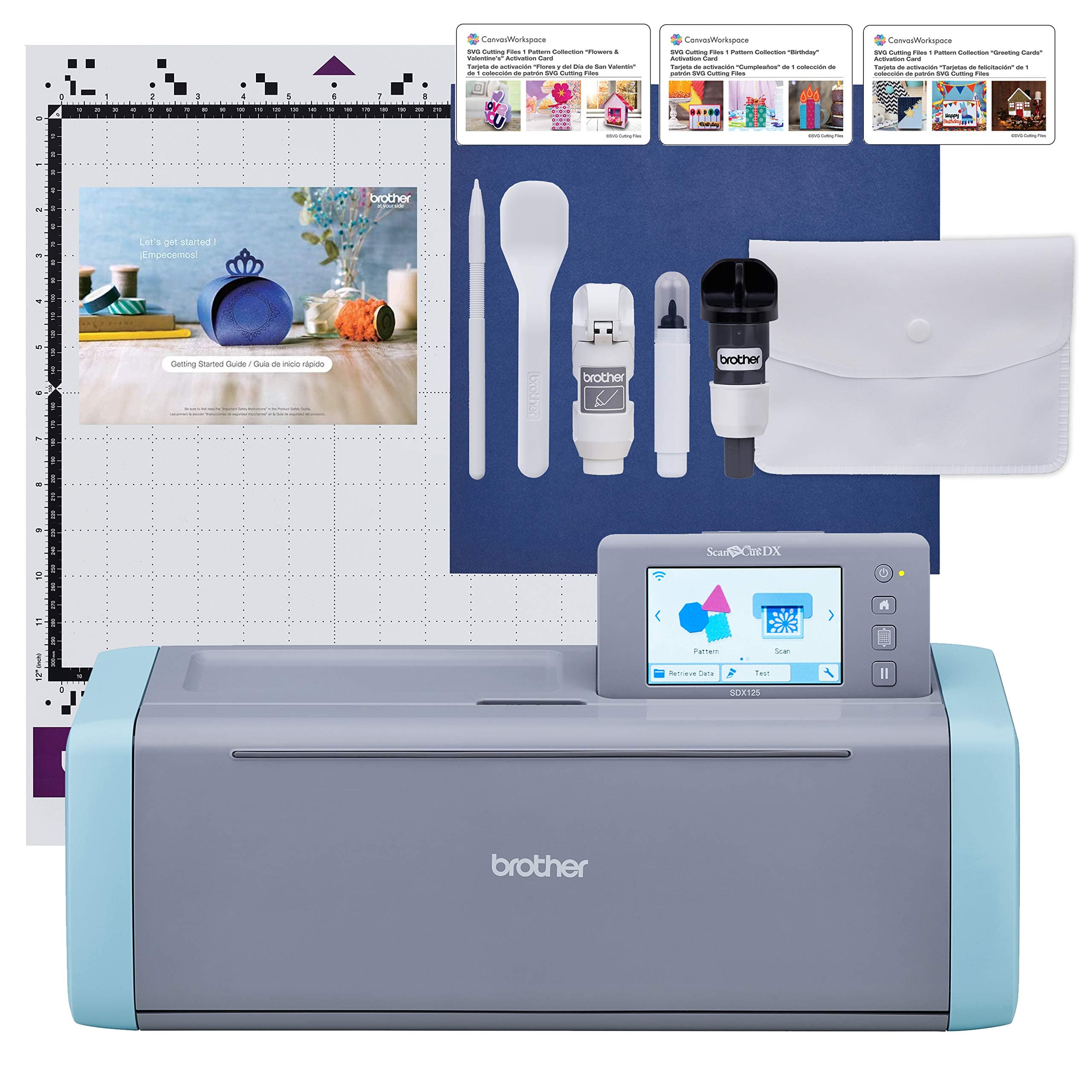 ScanNCut SDX125E Electronic DIY Cutting Machine with Scanner, Make Custom Stickers, Vinyl Wall Art, Greeting Cards and More with 682 Included Patterns