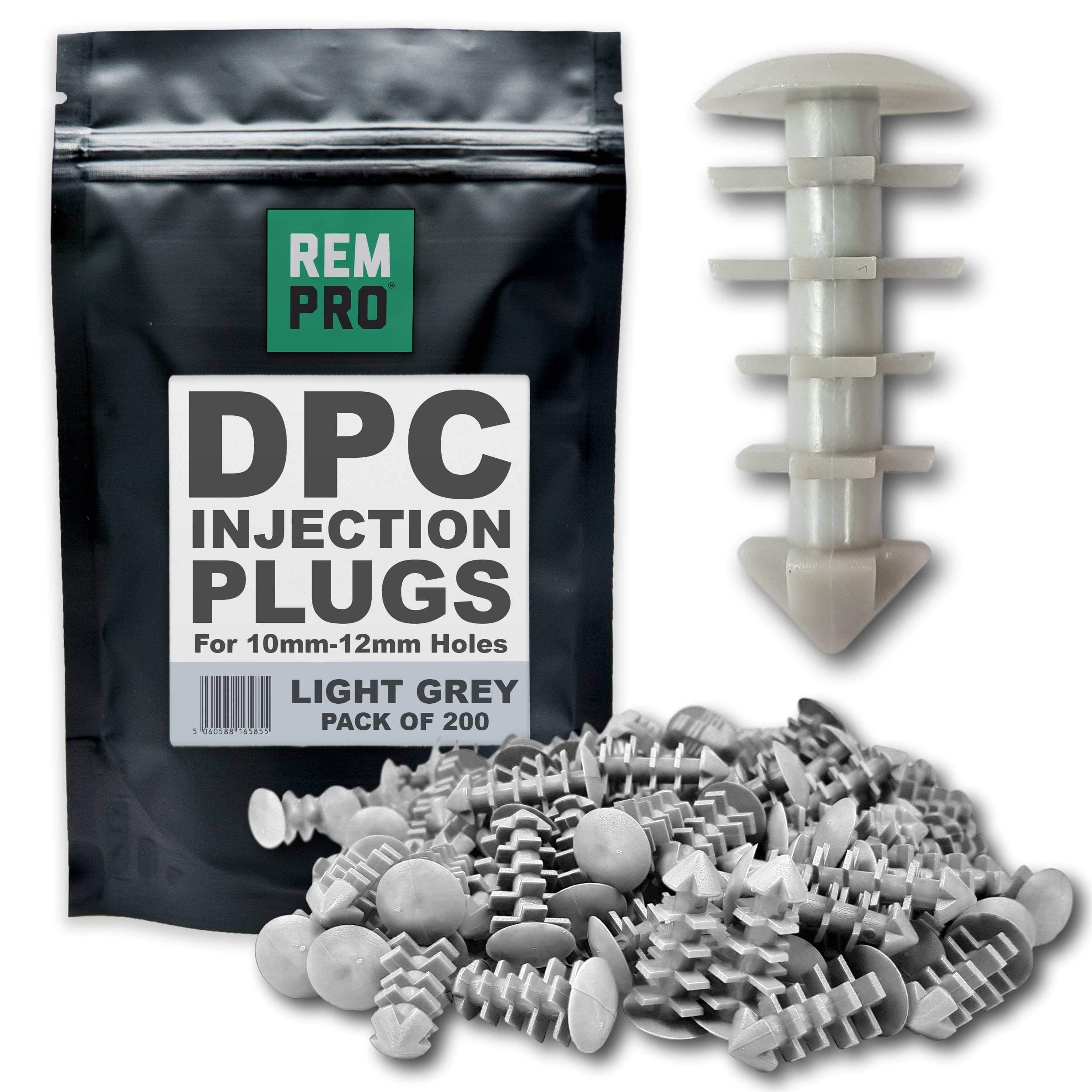 200 x Light Grey DPC Damp Proofing Injection Wall Plugs