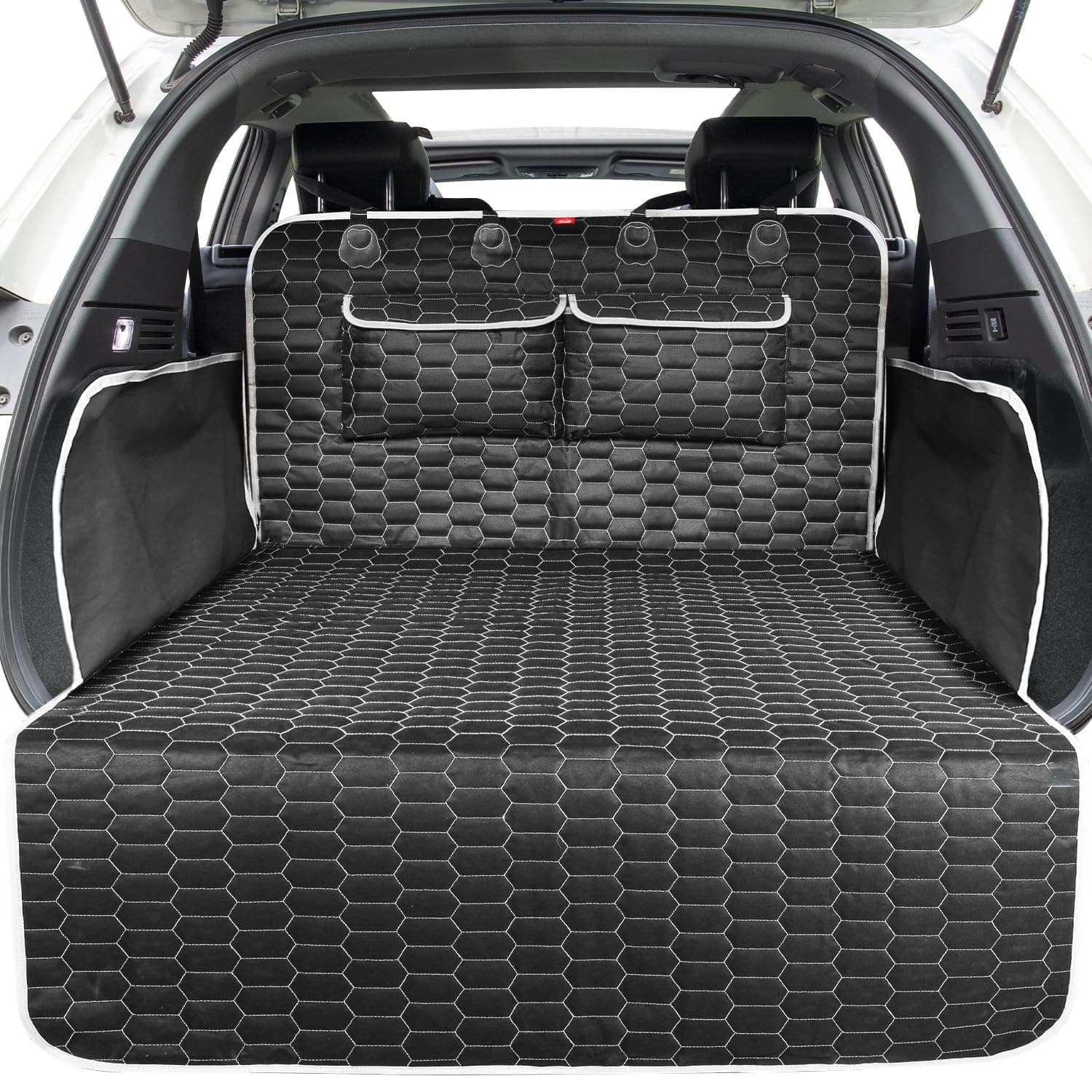 Car Boot Liner 4-layer Non-slip Waterproof Washable Fabric Car Boot Protector with Bumper Cover Fits Most Cars Unique Pattern Design Durable and Thick Weight 1.6KG