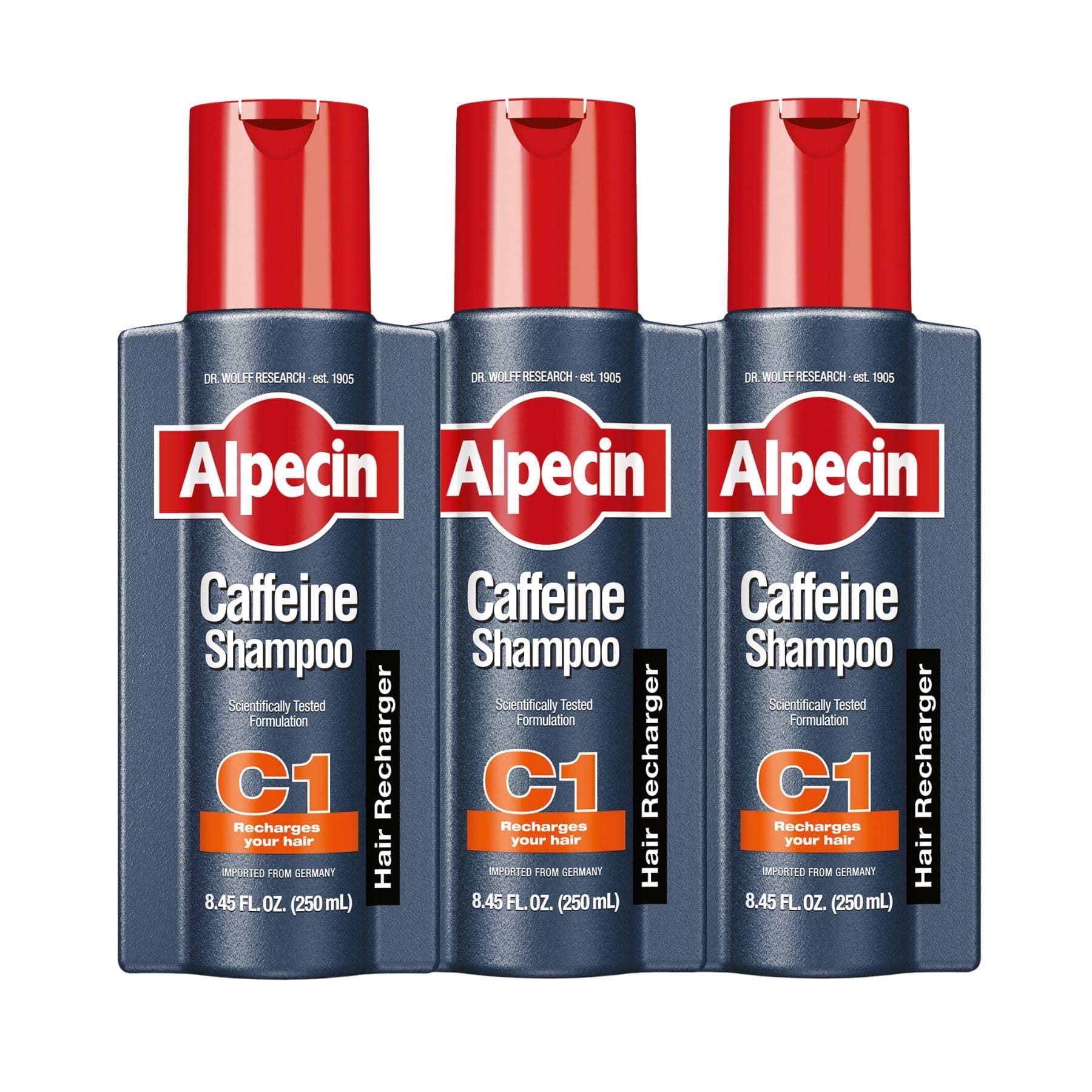 Alpecin C1 Caffeine Shampoo 8.45 fl Oz (Pack of 3) I Hair Performance Enhancer I Promotes Natural Hair Growth and Thickness I Energizes Scalp