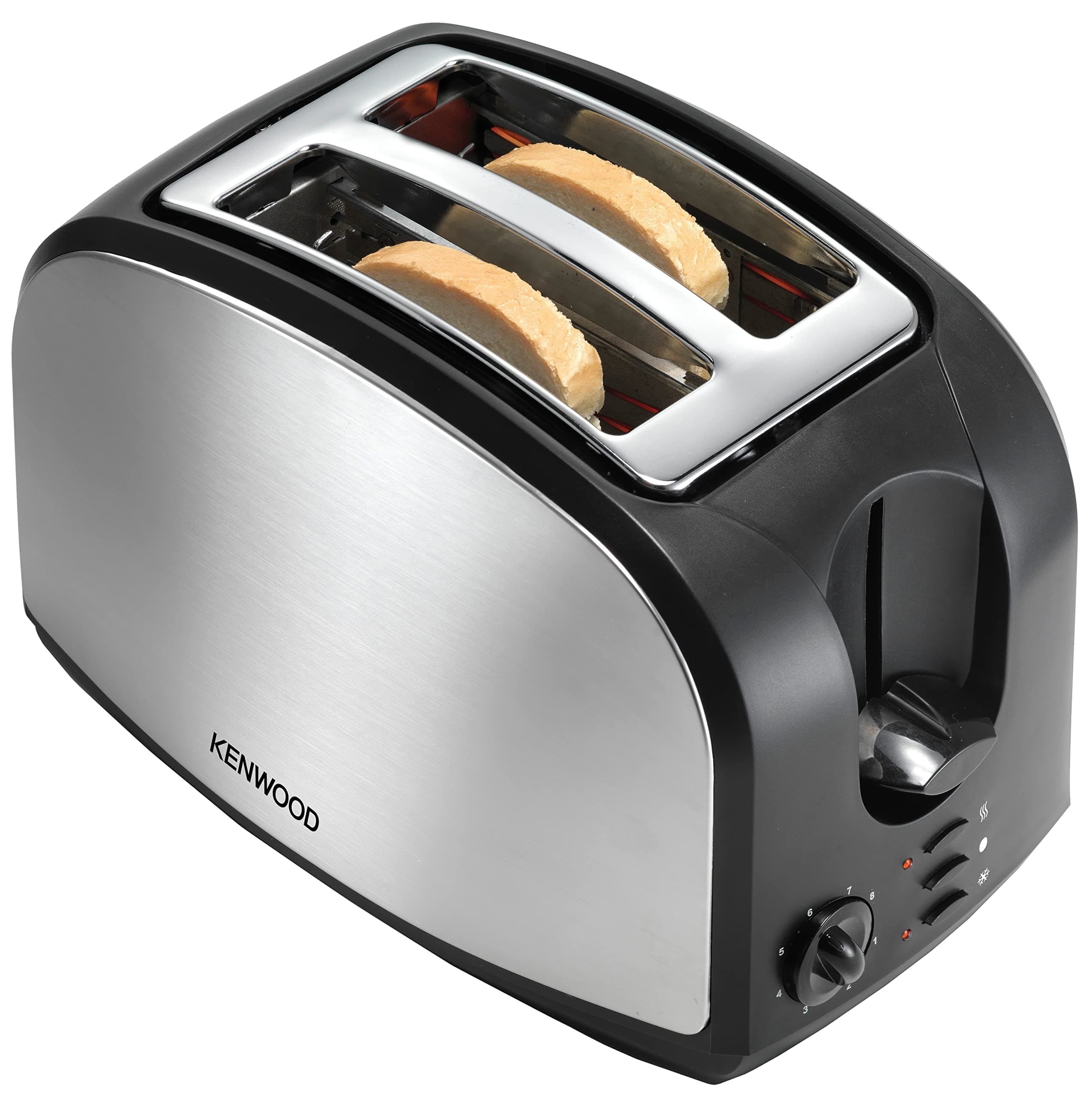KENWOOD Toaster 2 Slice Bread Toaster with Adjustable Browning Control, Removable Crumb Tray for Easier Cleaning, Automatic Pop Up, Defrost, Warm & Cancel Function TCM01.A0BK Black/Silver
