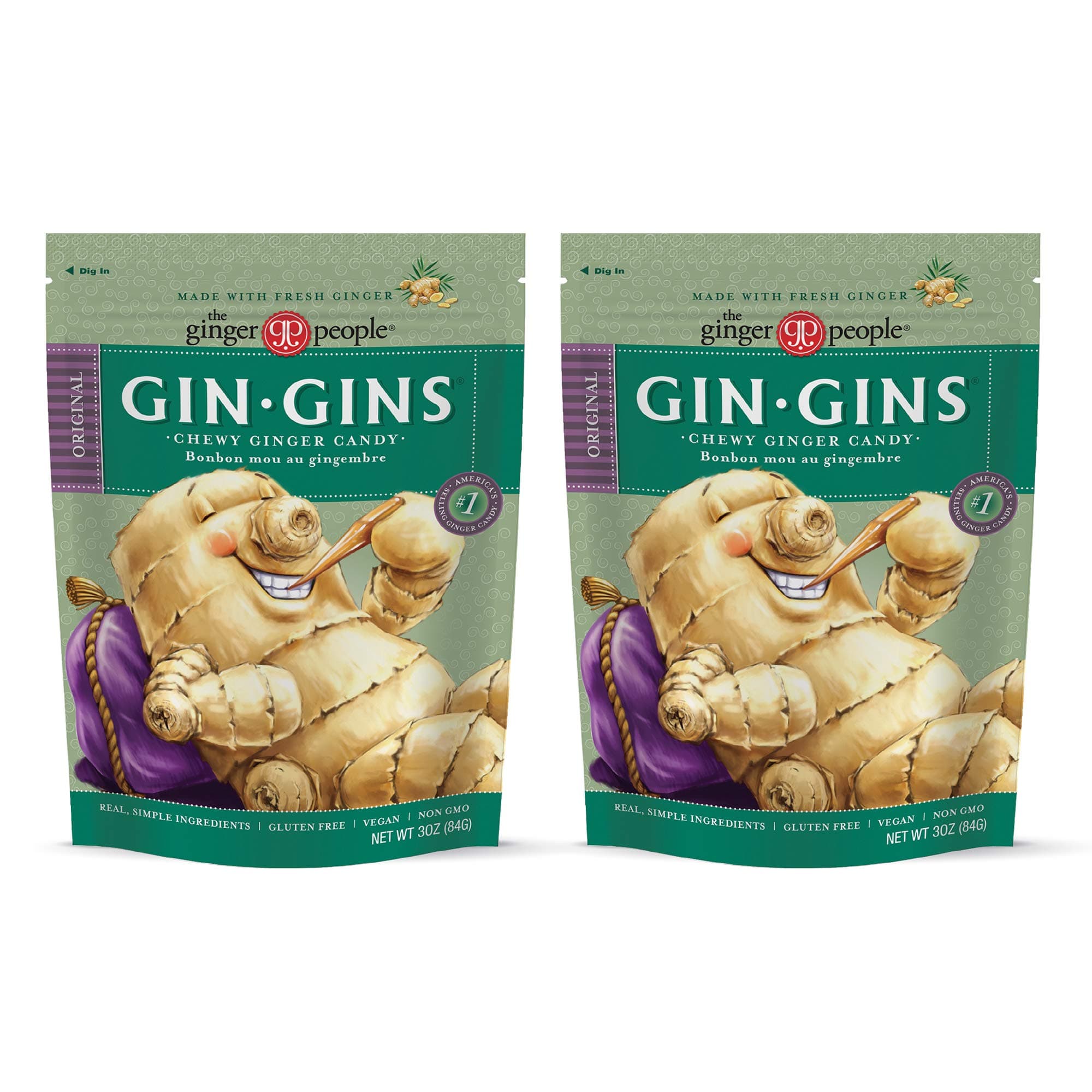 The Ginger People Original Chewy Ginger Candy- 3oz (Pack of 2)