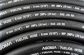 Rubber Reinforced E10 Engine Nitrile Fuel Tube,Breather Pipe,Oil,Diesel,Petrol,Water 2m Lengths Ideal for Cars,Vans and Pick-ups (5mm)