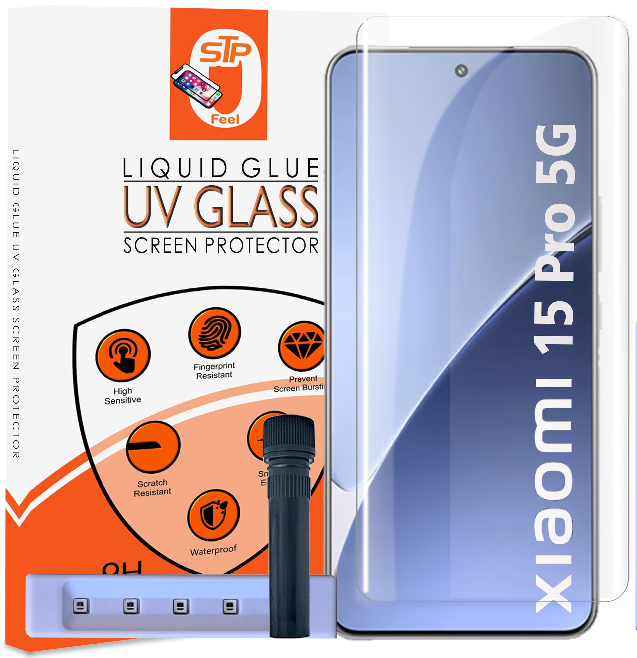 HD+ UV Tempered Glass Screen Protector Guard Compatible For Xiaomi 15 Pro 5G (6.73 Inch, Pack of 1) Full Adhesive UV Curved Case Friendly HD Clarity with easy installation kit