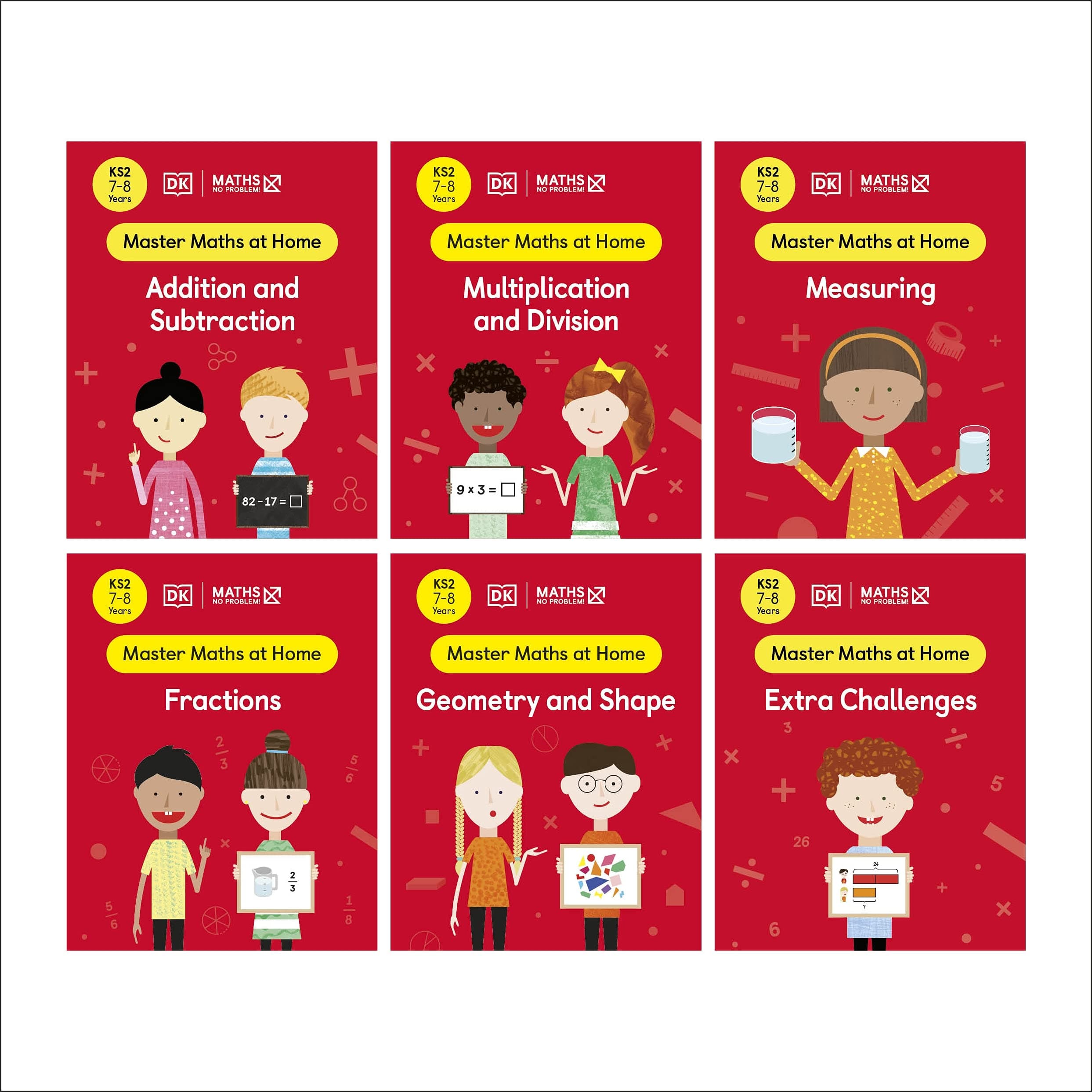 DK Maths ― No Problem! Collection of 6 Workbooks, Ages 7-8 (Key Stage 2)