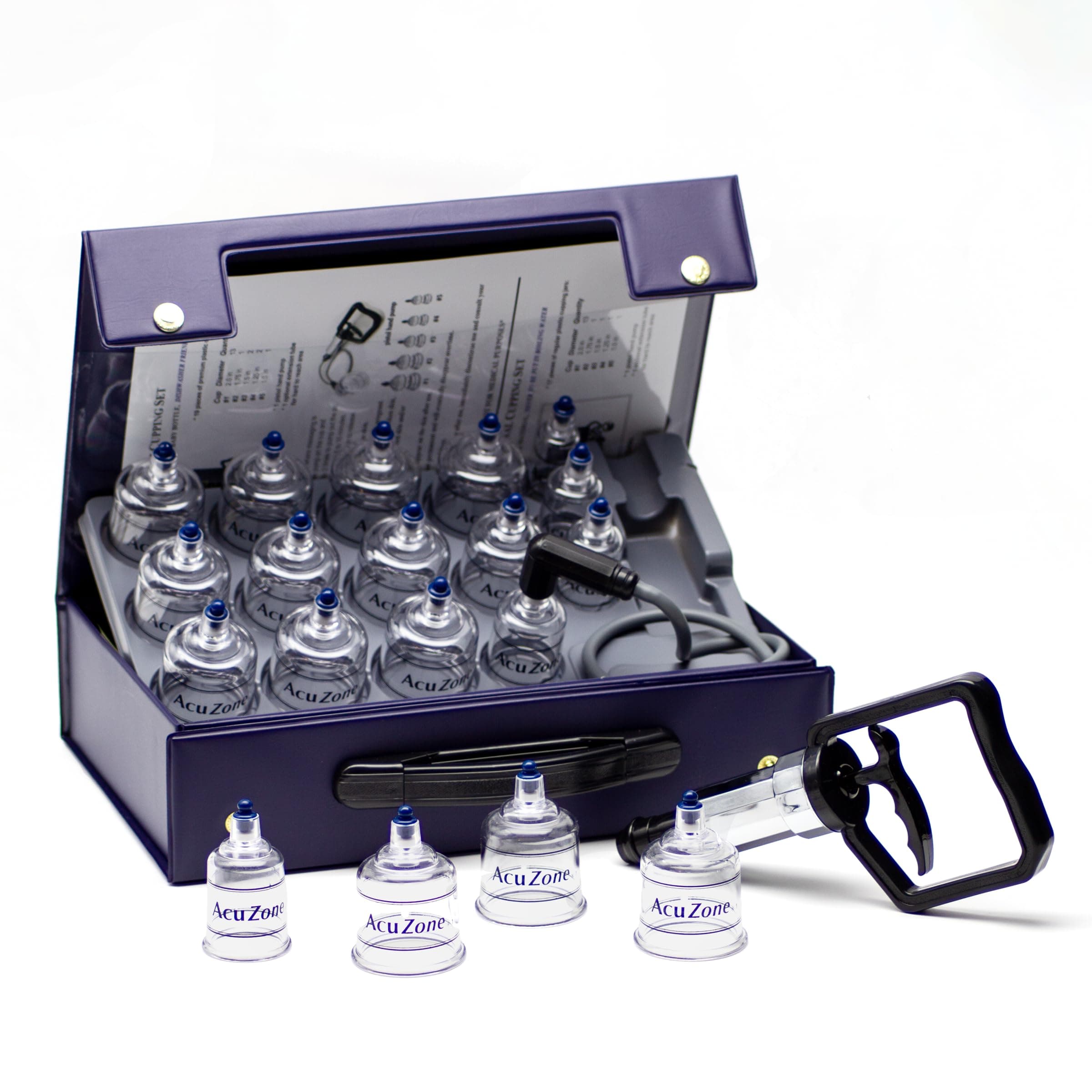 AcuZone Premium Plastic Cupping Set Includes 19 Cups with Extension Tube