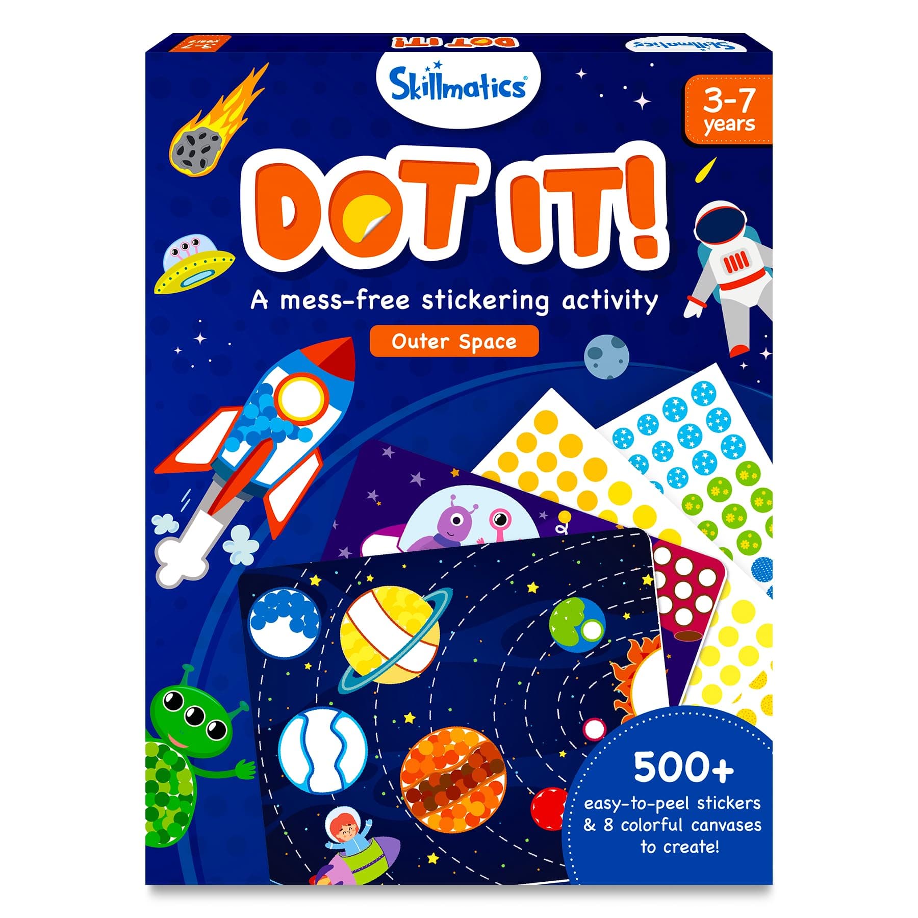 Skillmatics Paper Dot It Sticker Art Activity - Space, Mess-Free Fun for Kids, 500+ Stickers, Craft Kits, DIY Activity, Travel Toys, Gifts for Boys & Girls Ages 3, 4, 5, 6, 7, Multi
