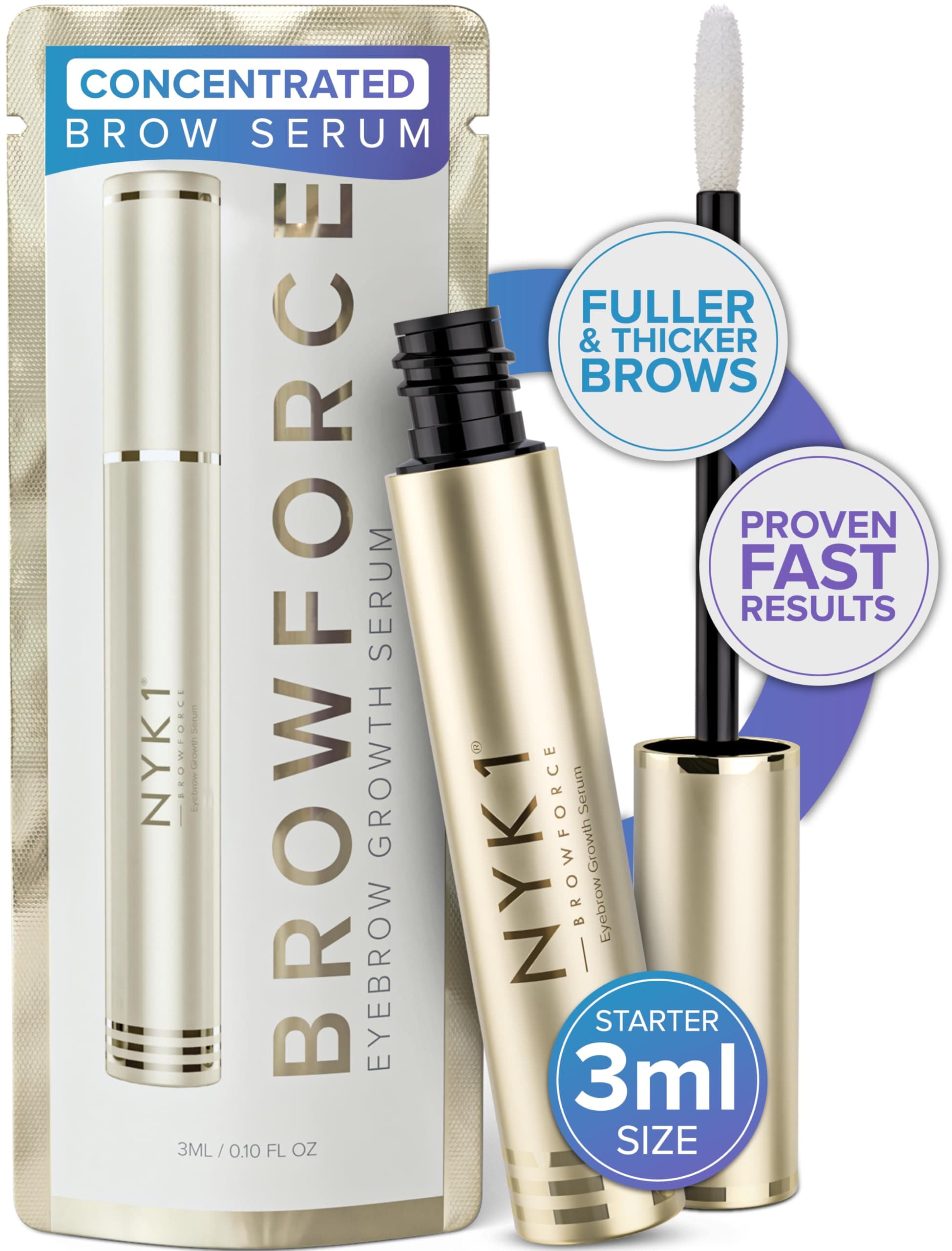 CONCENTRATED Eyebrow Growth Serum For Thicker Brows (3ml) BrowForce Eyebrow Serum To Grow Brows For Fuller Thicker Natural Brow - Advanced Eye Brow Growth Serums Formula For Eyebrows Regrowth