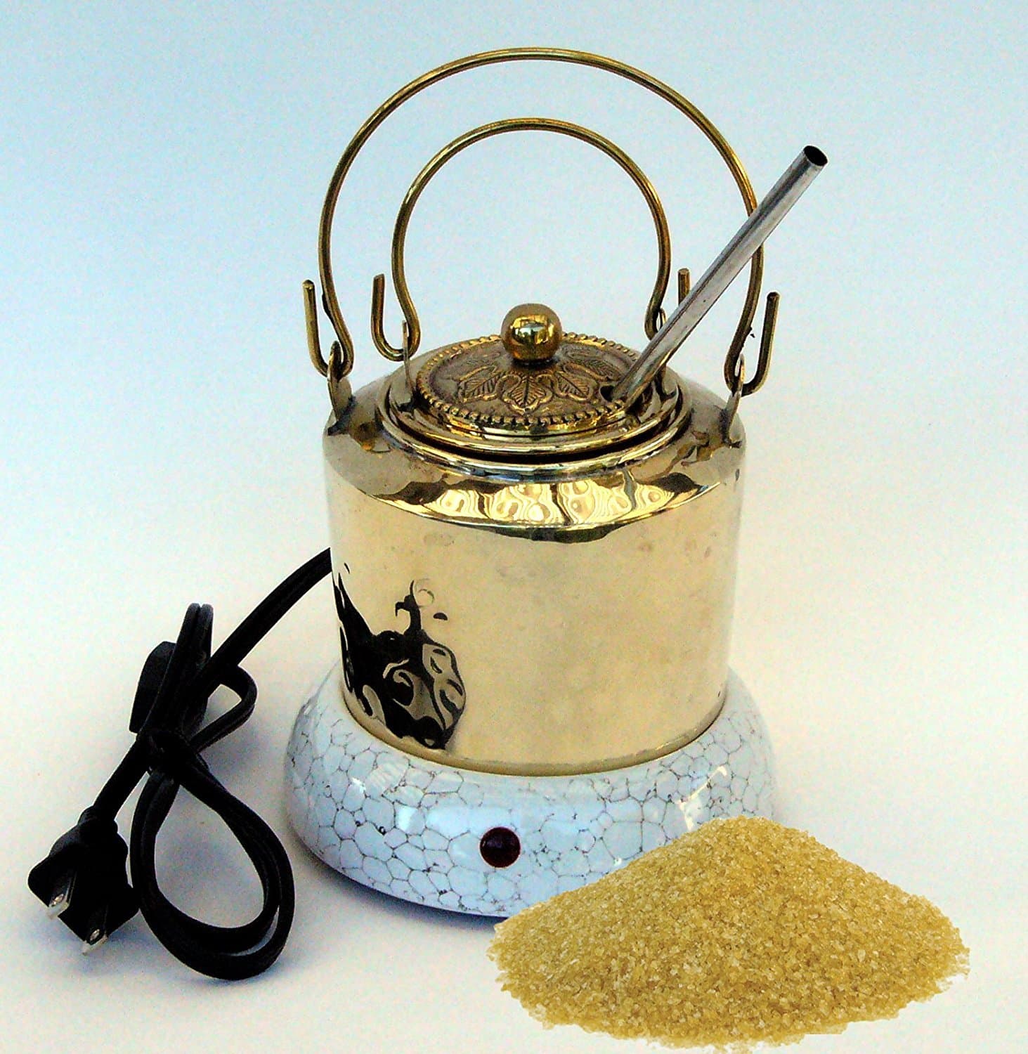Hot Glue Pot Combo - Hand Made Brass Pot for Hide Glue, Electric Warmer and 1/2 Pound of Hide Glue