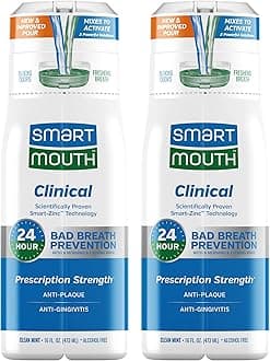 Clinical Zinc Activated Mouthwash - Anti-Plaque & Anti-Gingivitis for Healthy Gum Support - All-Day Fresh Breath - Alcohol-Free, Sugar-Free, & Gluten-Free - Clean Mint - 16 fl oz (2 Pack)