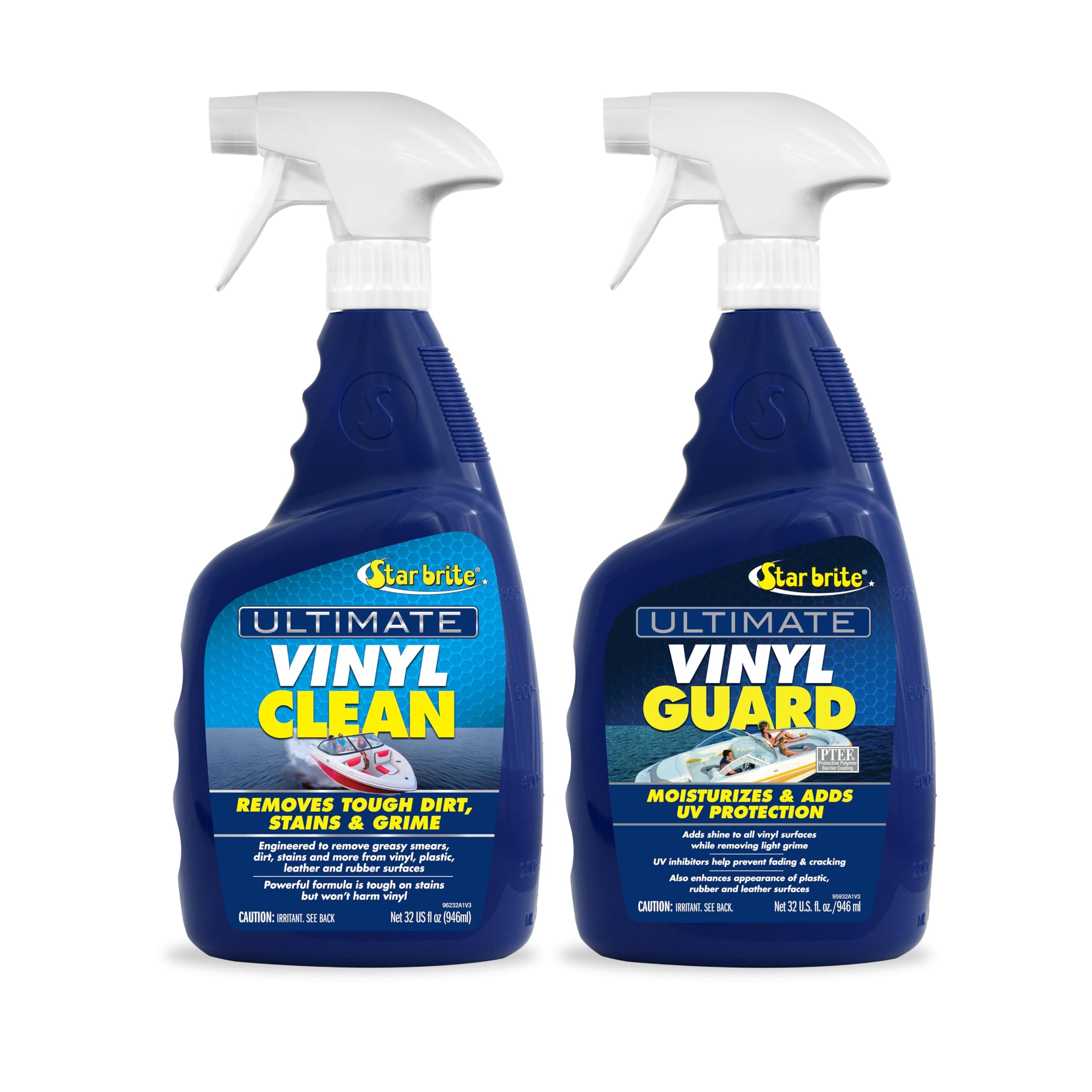 Ultimate Vinyl Clean Spray + Ultimate Vinyl Guard - Multi-Surface Cleaner & Protectant for Auto, RV, Home & Boat Upholstery - Clean & Protect Vinyl, Rubber, Leather, Plastic