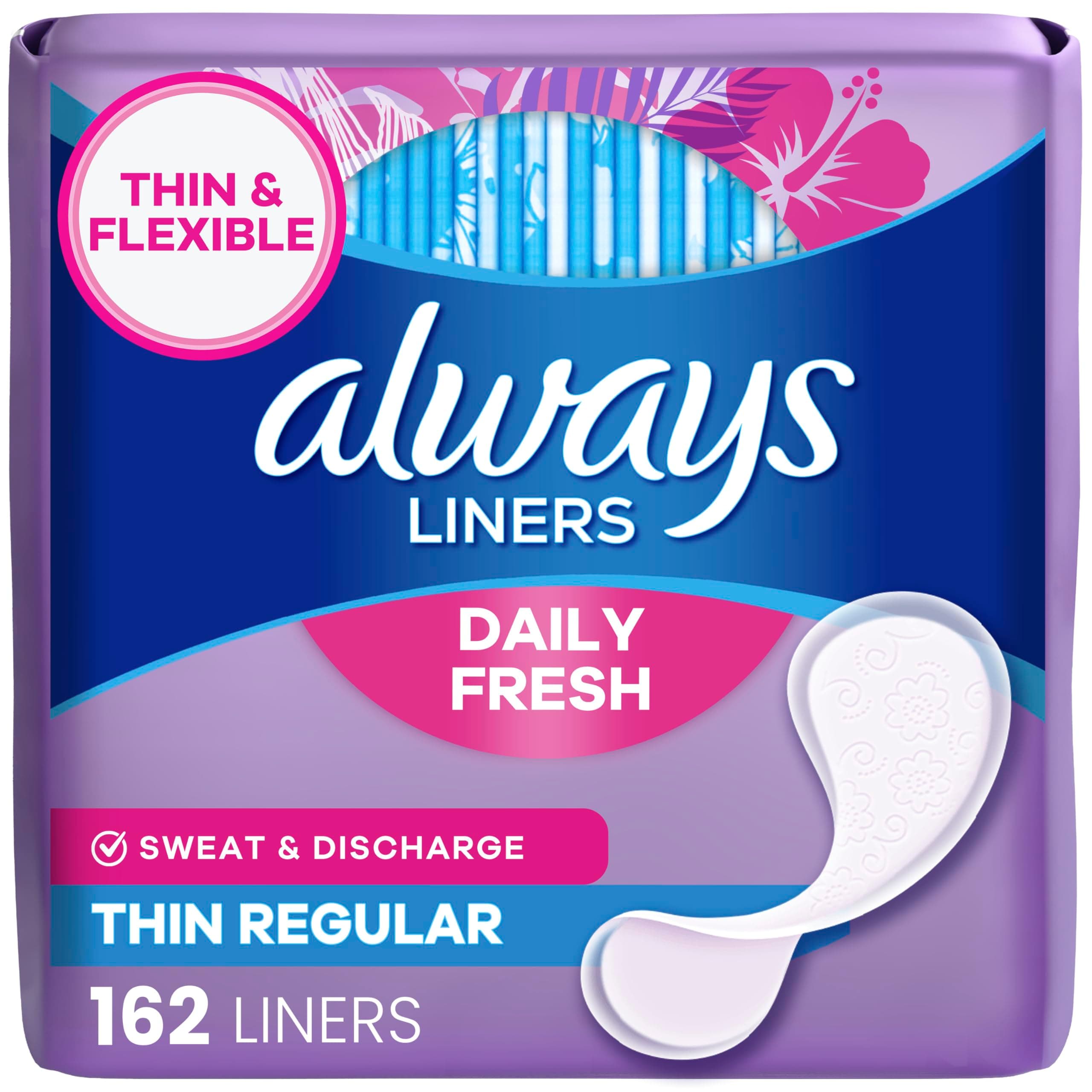 Always Thin Dailies Wrapped Liners, Unscented, 162 Count by Always