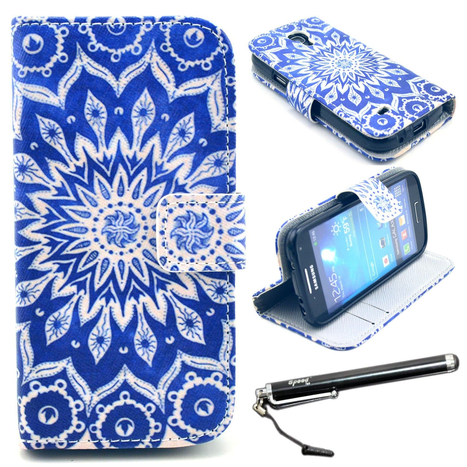 S4 Mini Case, Galaxy S4 Mini Case, Speedtek Sunflower Pattern Premium PU Leather Wallet Flip Protective Skin Case with Magnetic Closure for Samsung Galaxy S4 Mini i9190 (2013) (Built-in Credit Card/ID Card Slot)