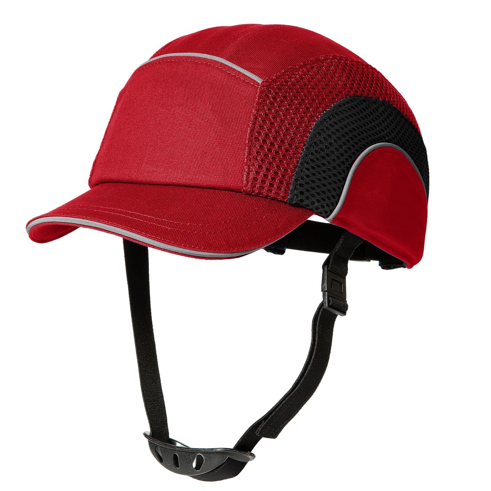 Lightweight Safety Bump Cap - Breathable Baseball Style Protective Hat with Reflective Stripes